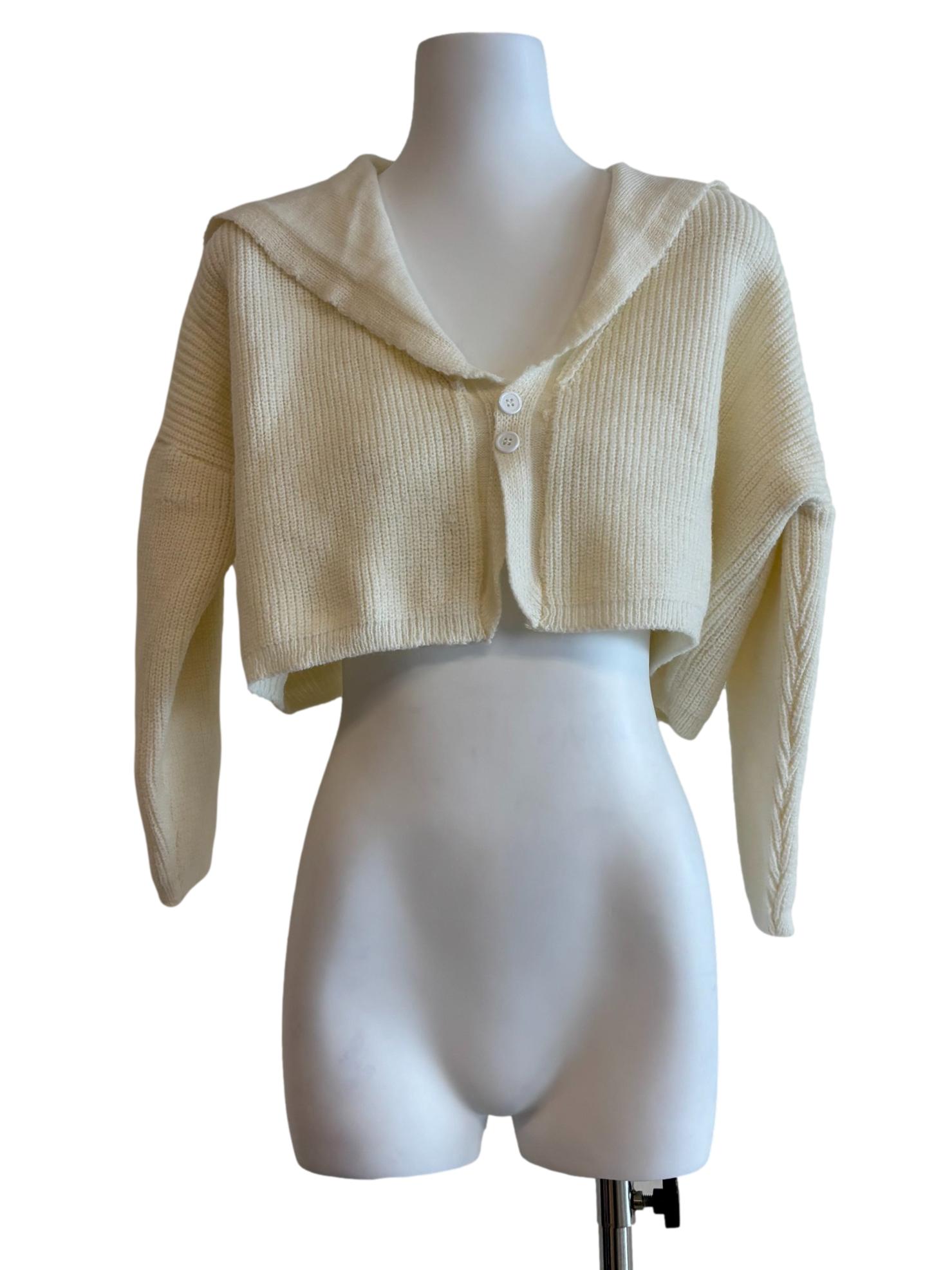 Blonde White Cape Cropped Cardigan