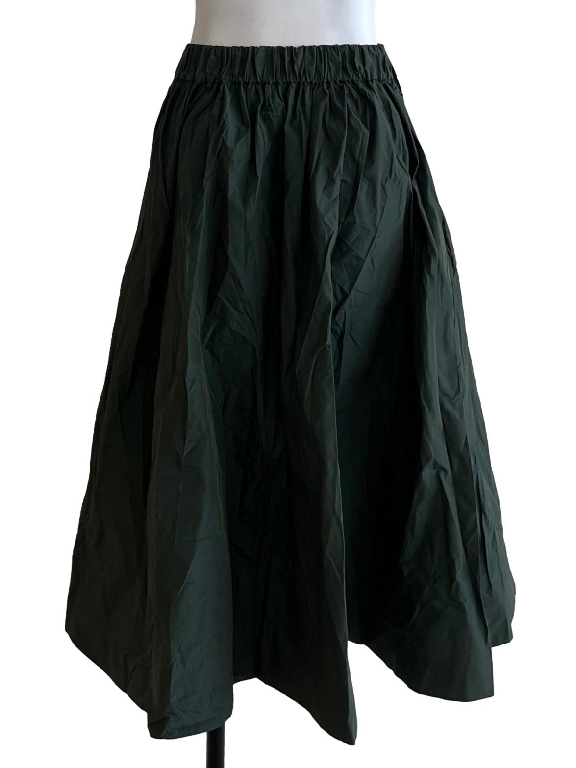 Pine Green High-Waisted A-Line Skirt