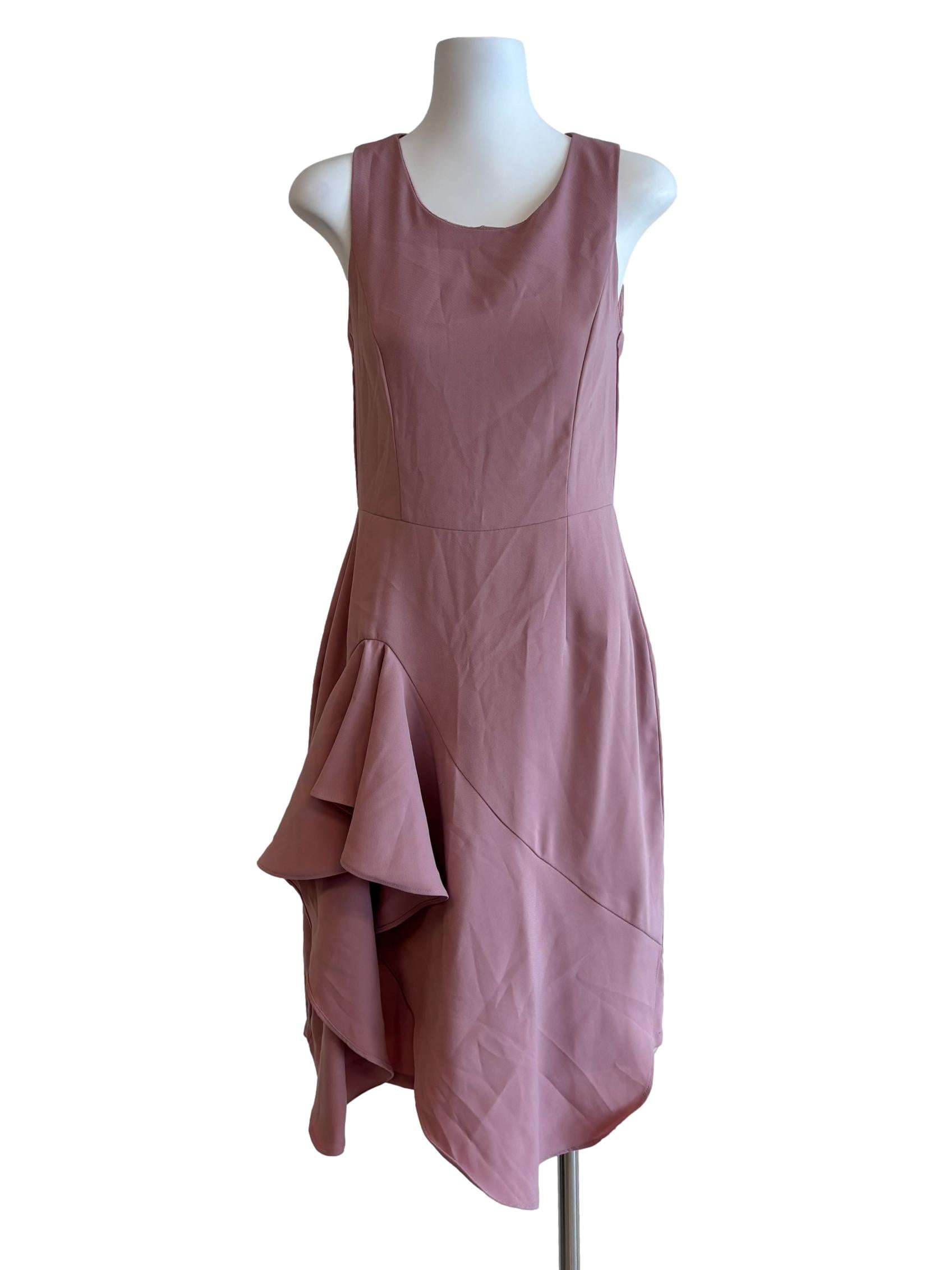 Puce Pink Sleeveless Ruffle Pencil Dress