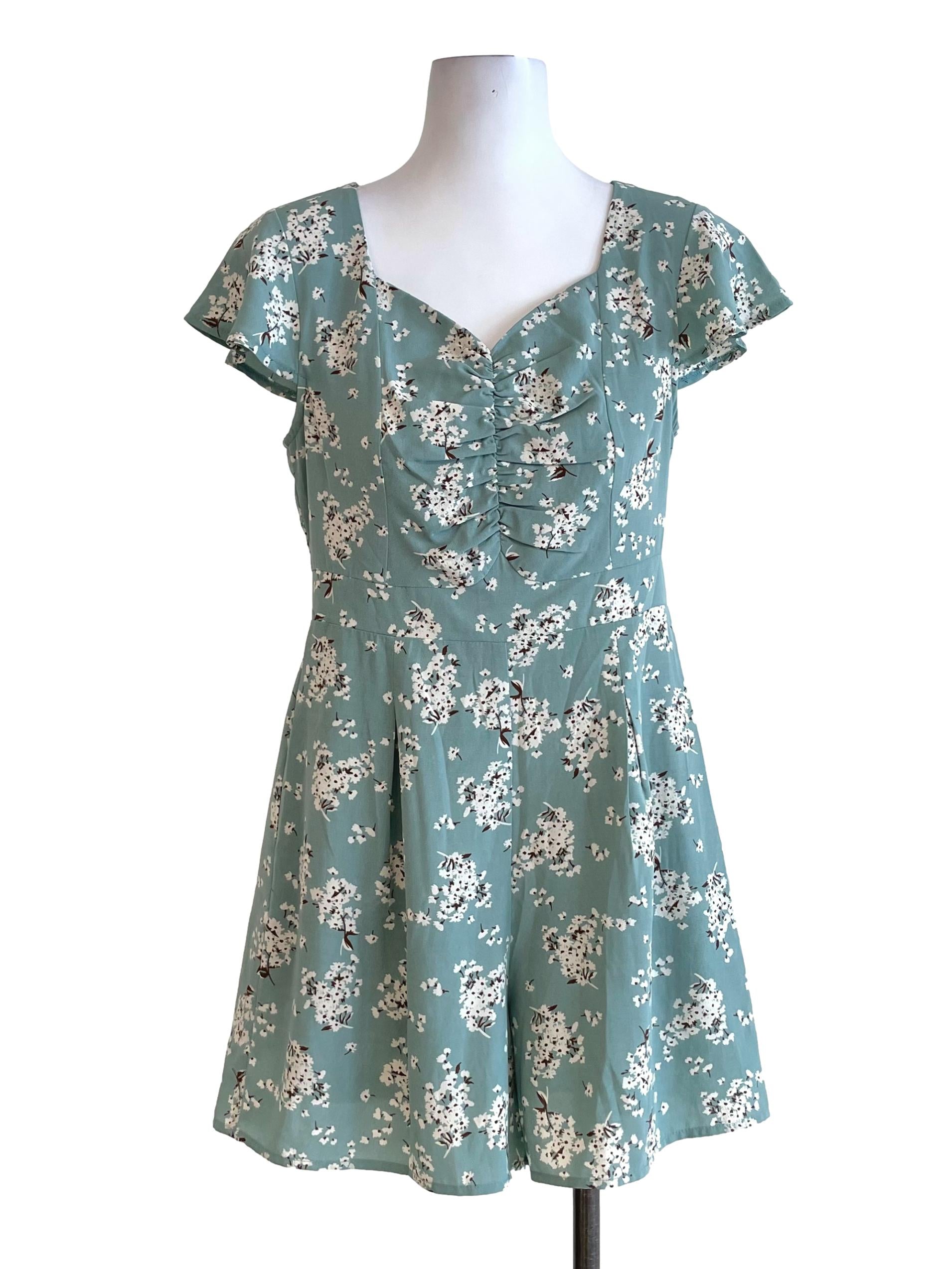 Pistachio Floral Sweetheart Romper