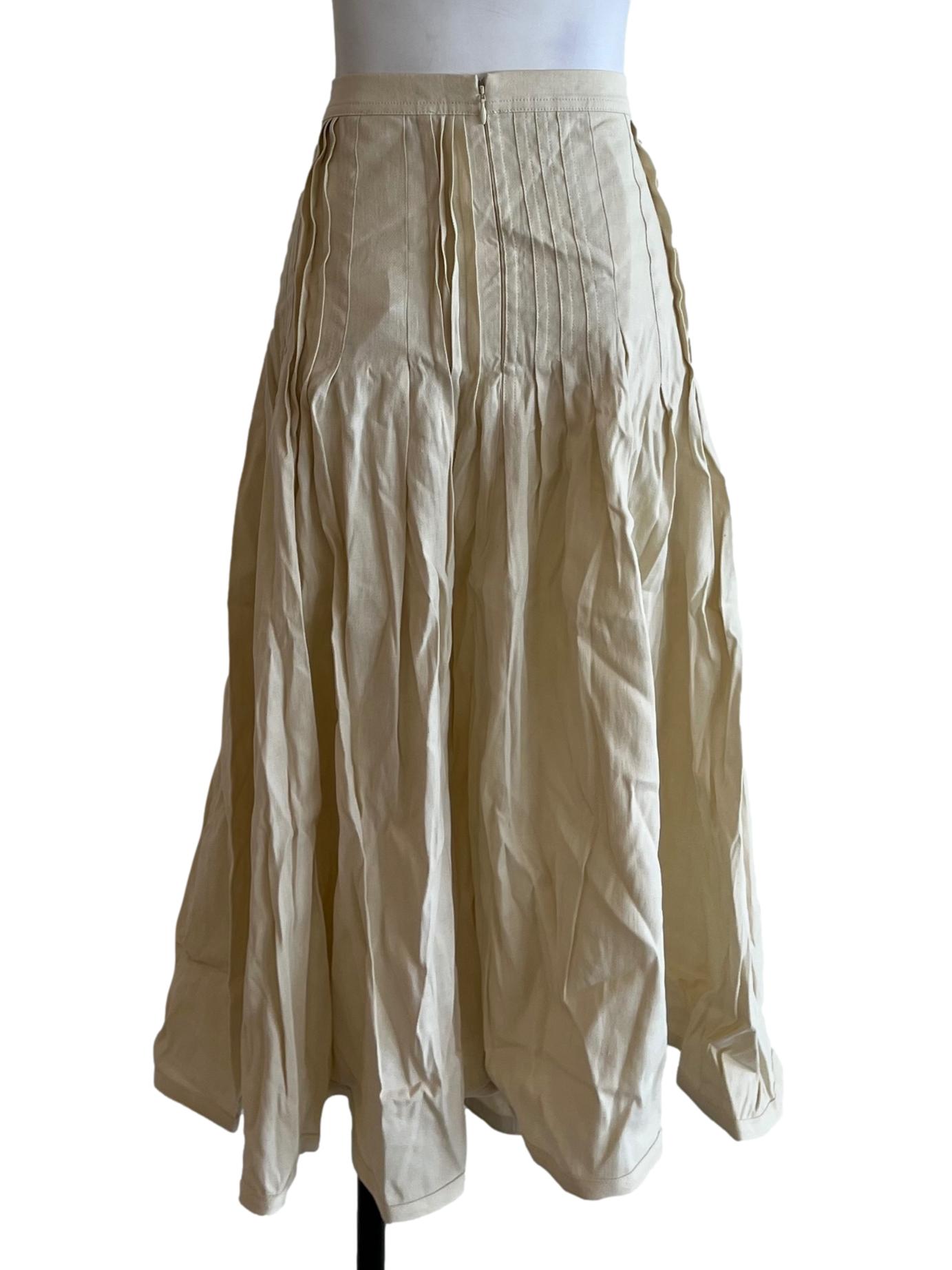 Cream Beige High-Waisted A-Line Skirt