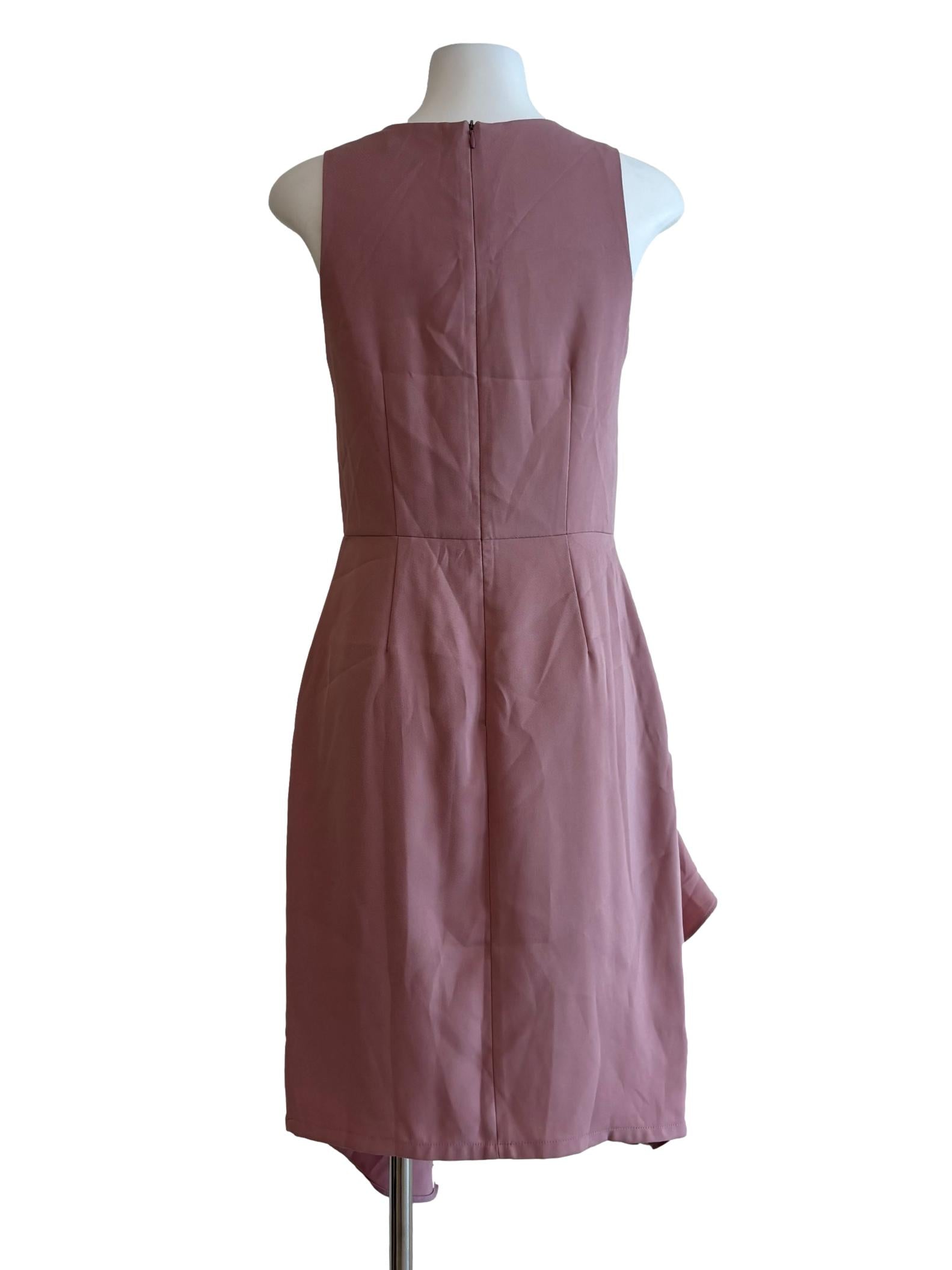 Puce Pink Sleeveless Ruffle Pencil Dress