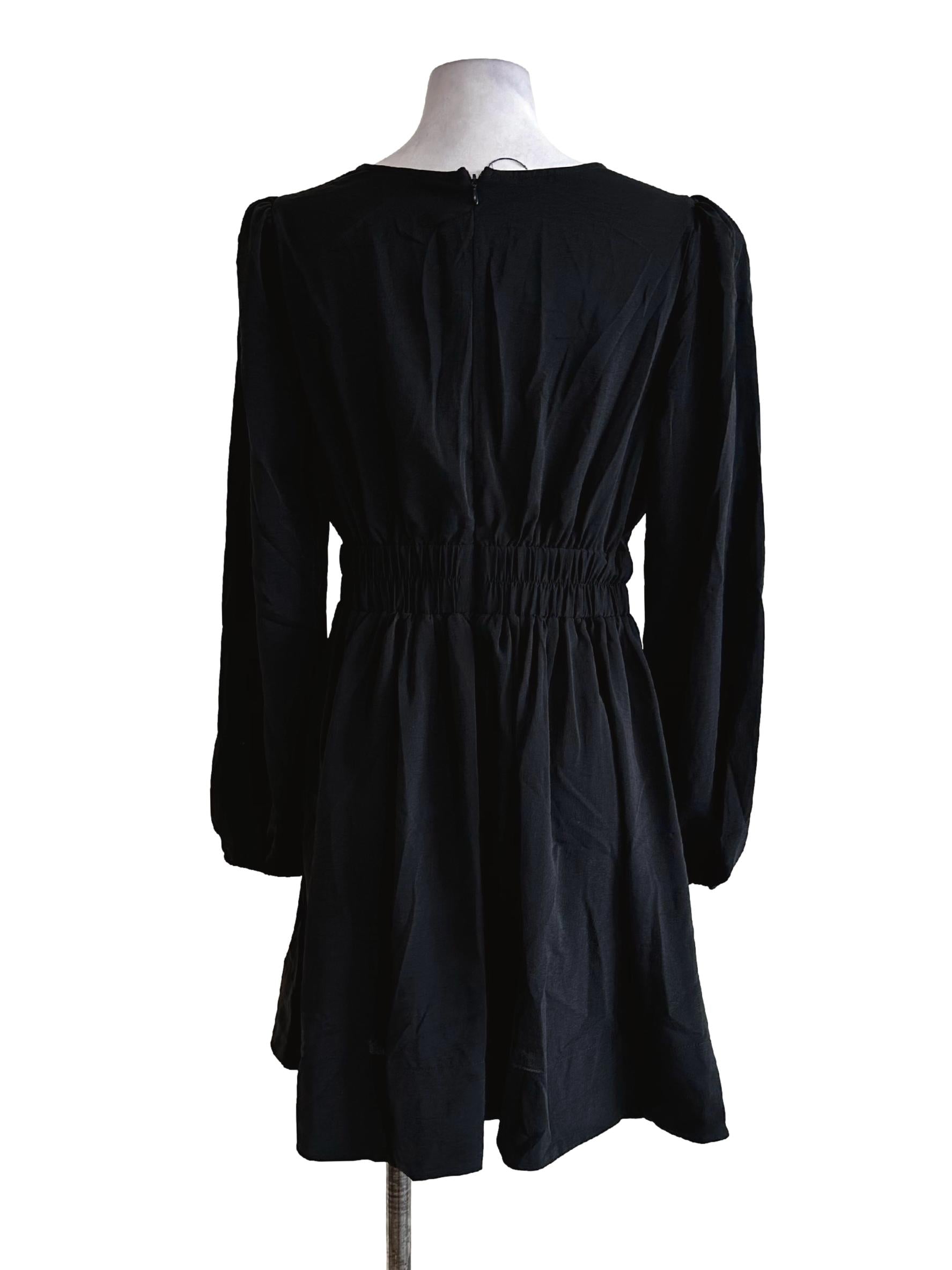 Black V Neckline Mini Dress