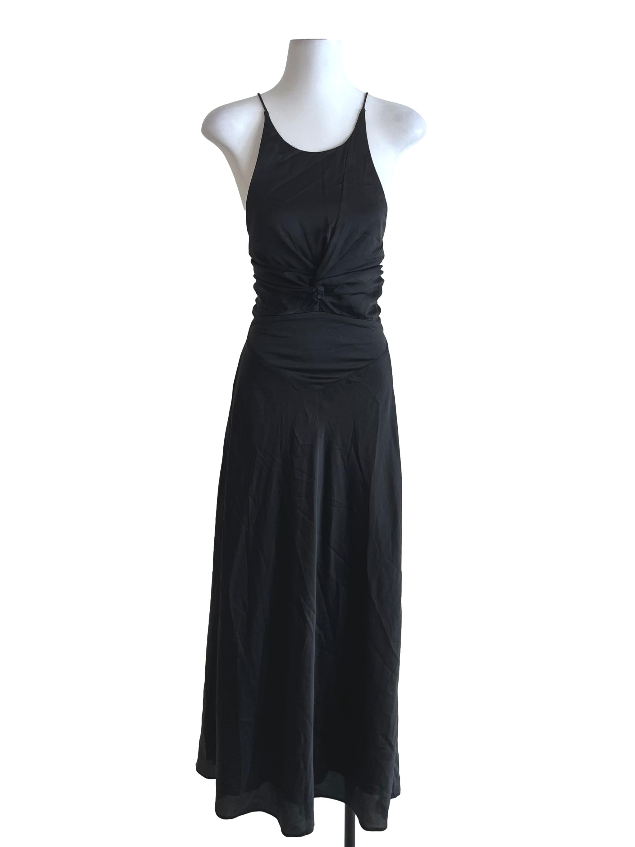 Black Spaghetti Strap A-Line Dress