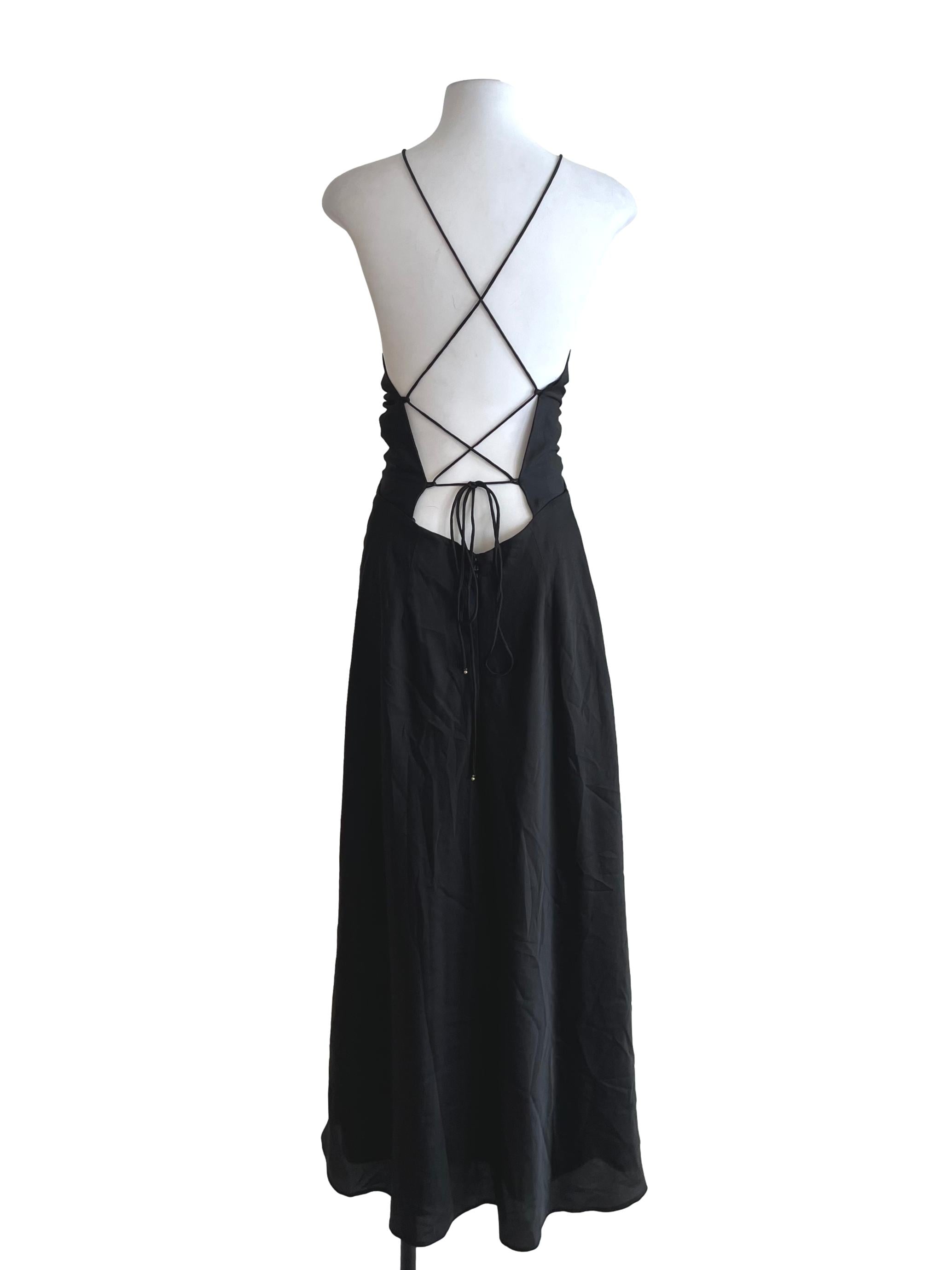 Black Spaghetti Strap A-Line Dress