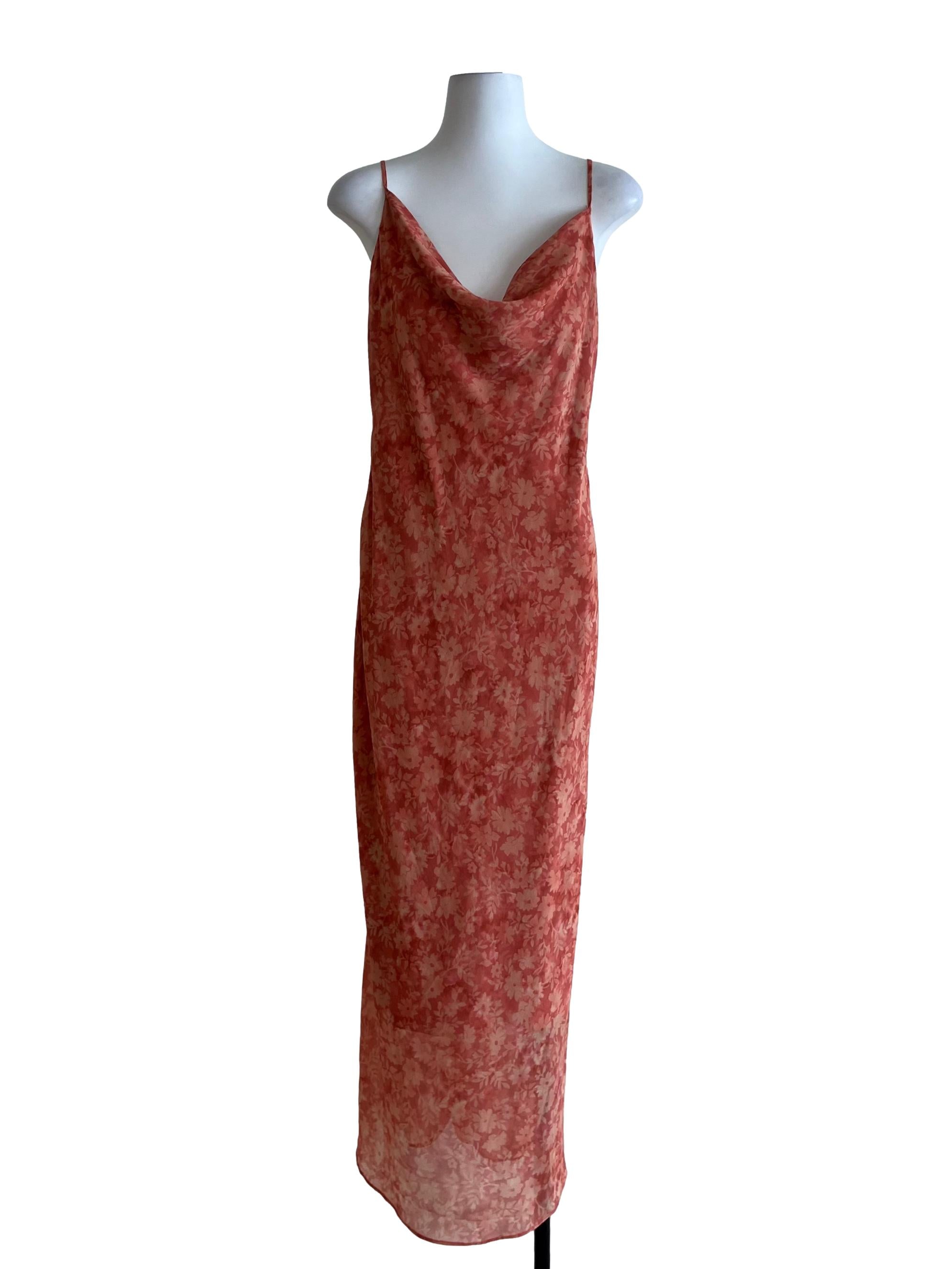 Coral Pink Cowl Neckline Sheath Dress