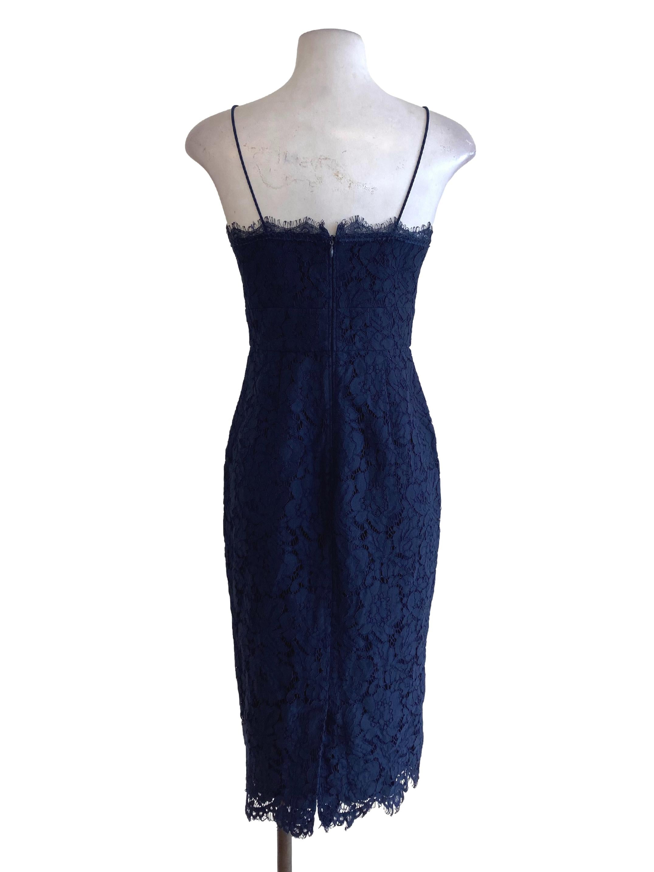 Navy Blue Floral Laced Dress LB