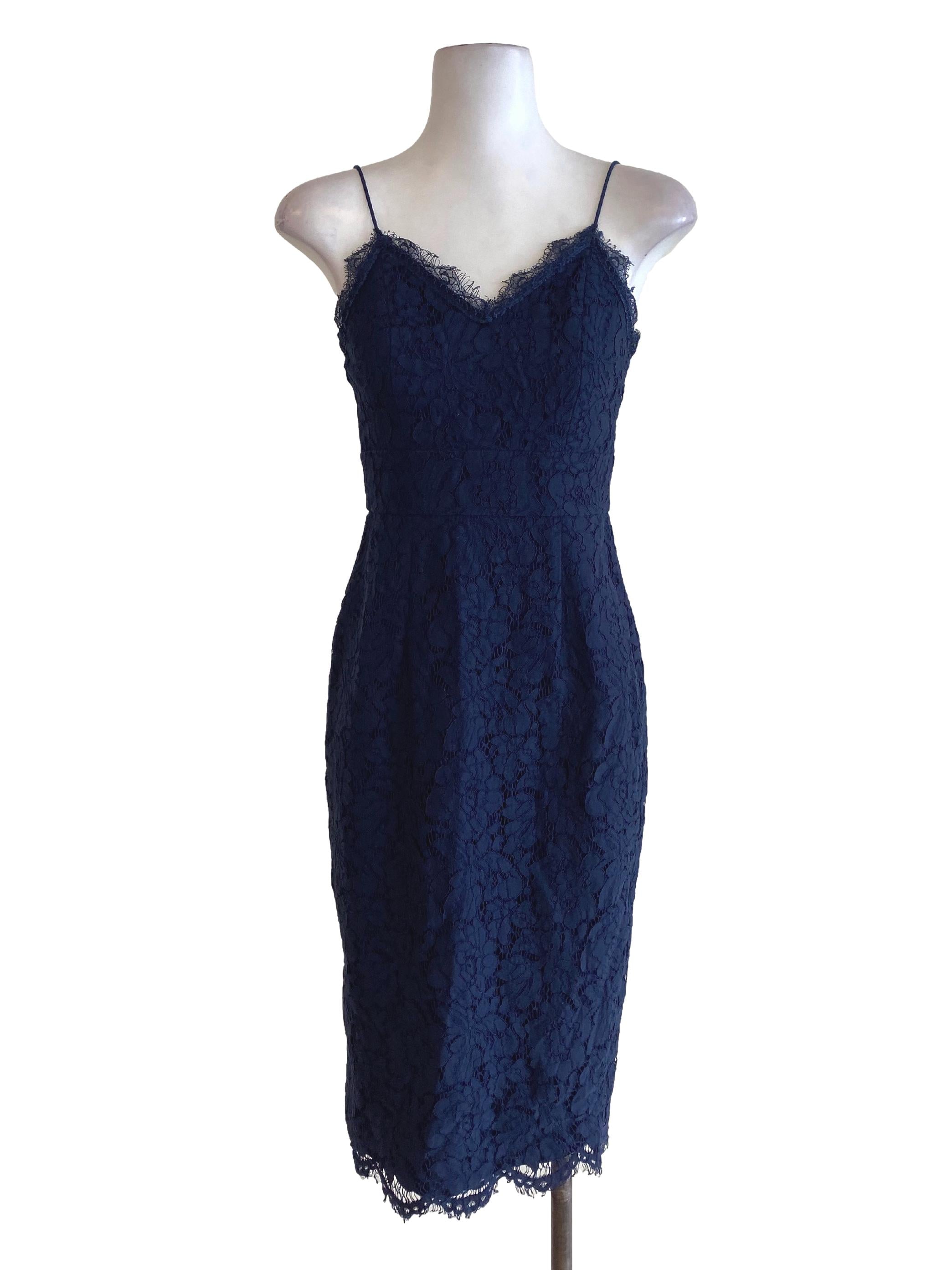 Navy Blue Floral Laced Dress LB