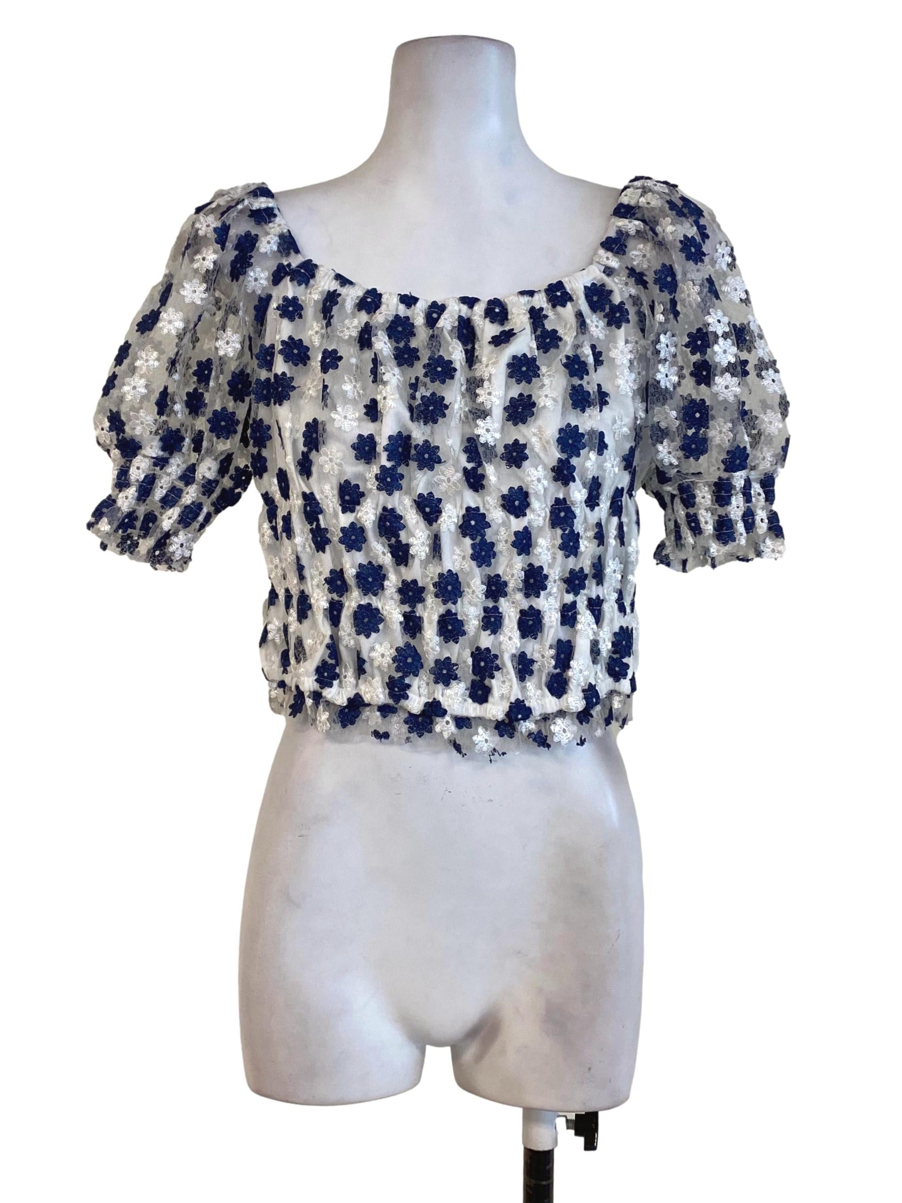 MDS White Floral Laced Top | REFASH