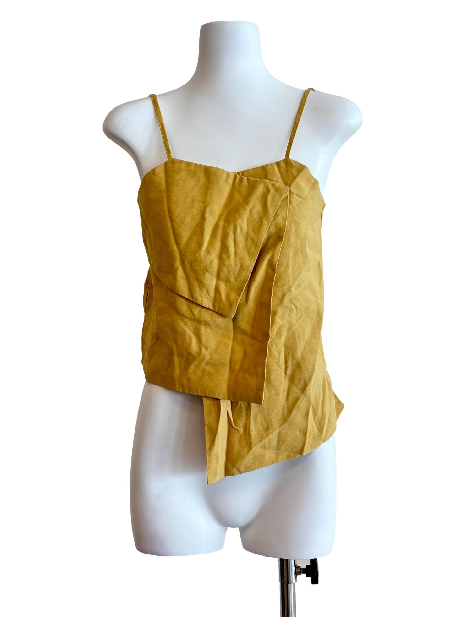 Amber Yellow Spaghetti Strap Asymmetrical Top