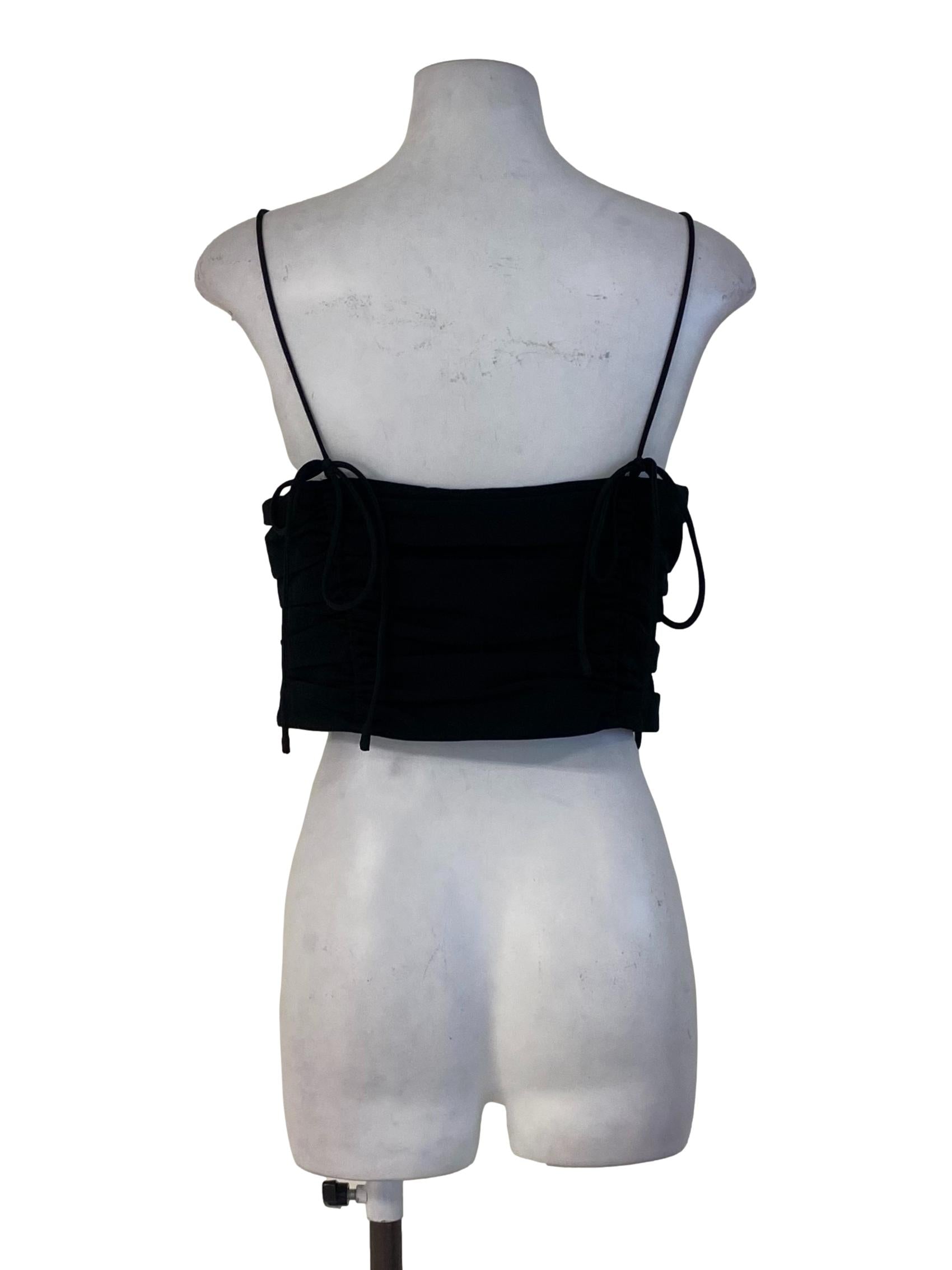 Black Drawstring Crop Top LB