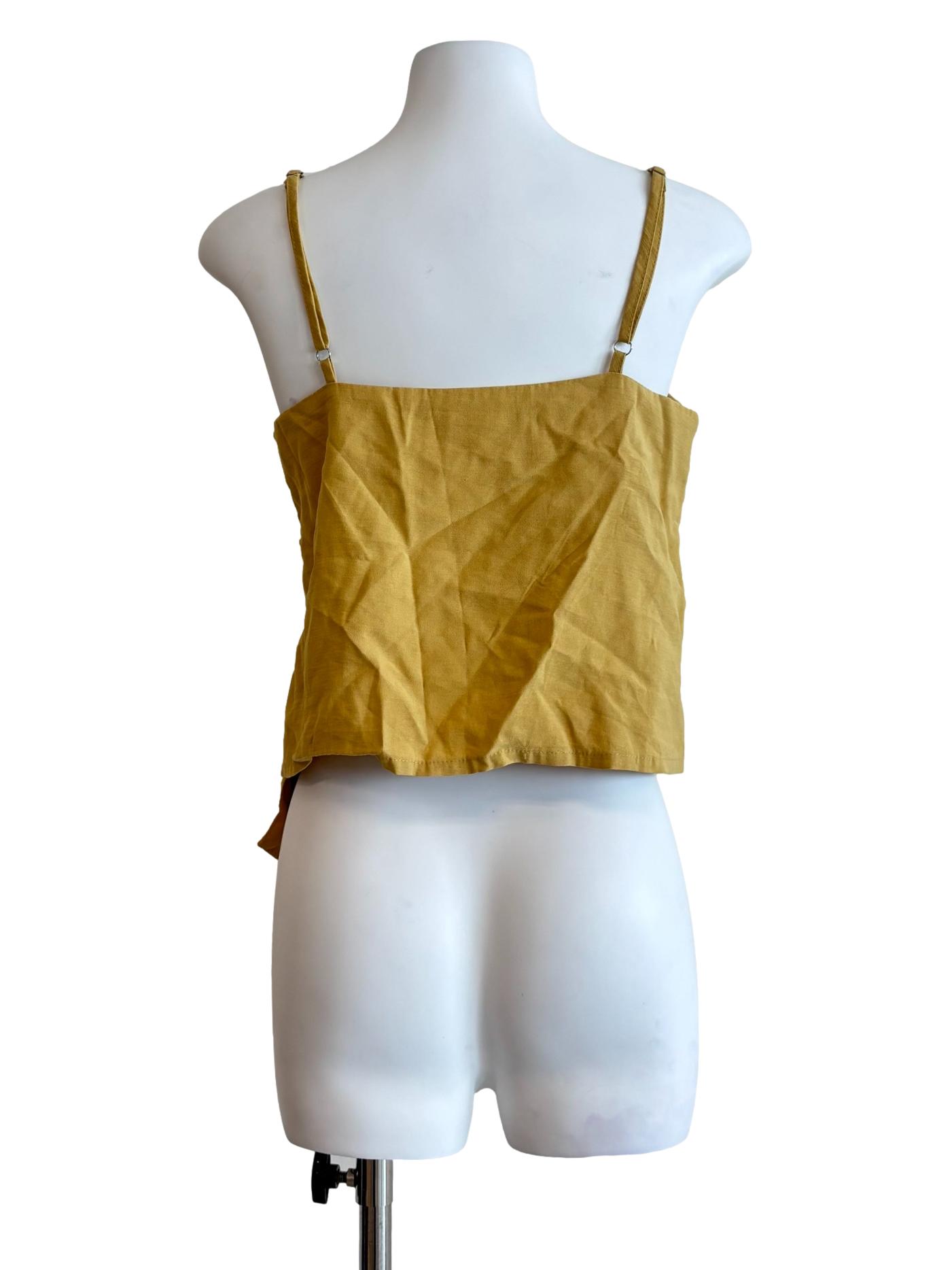 Amber Yellow Spaghetti Strap Asymmetrical Top