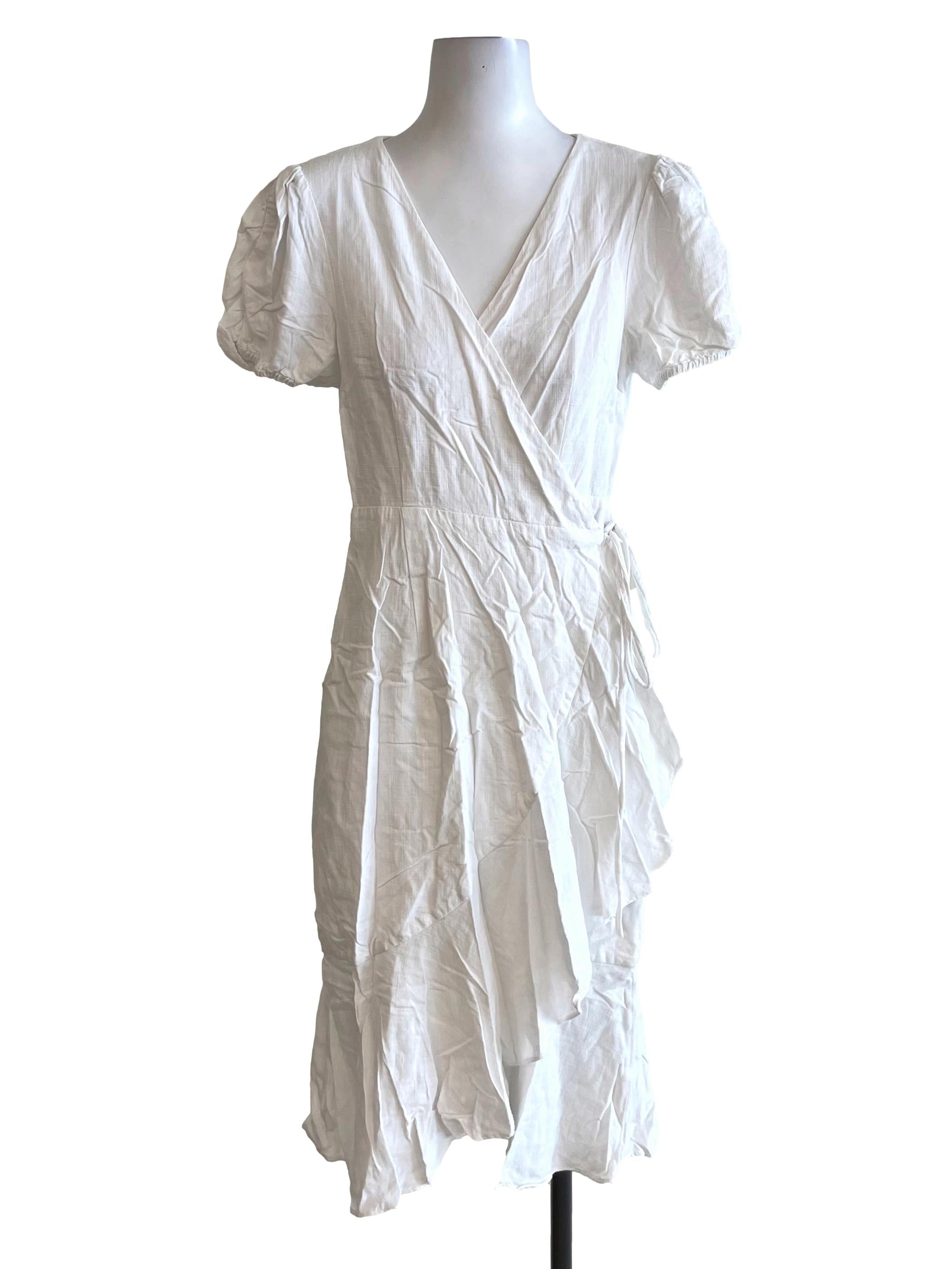 White Ruffled Wrap Dress