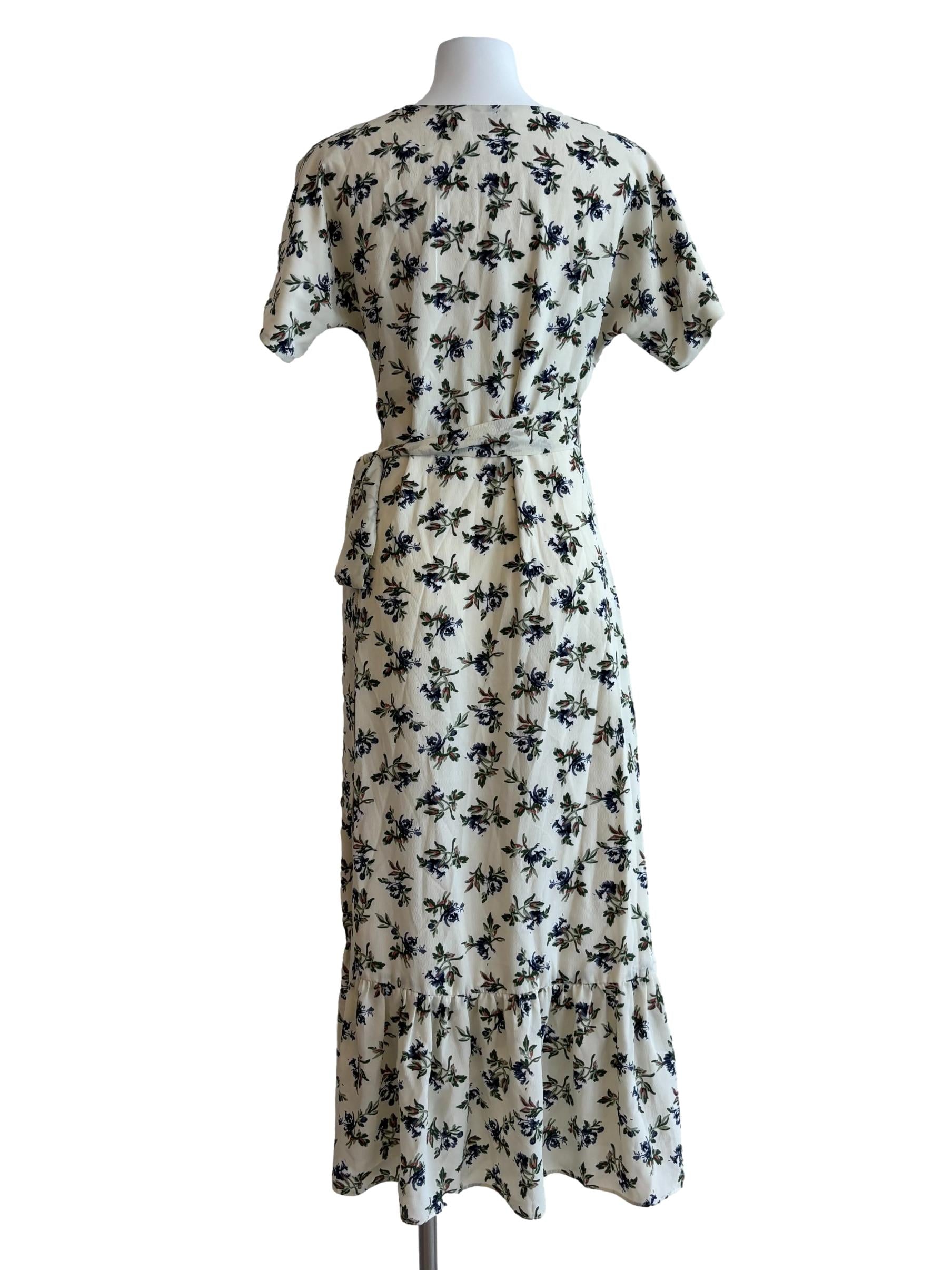 Blonde White Floral Wrap Dress