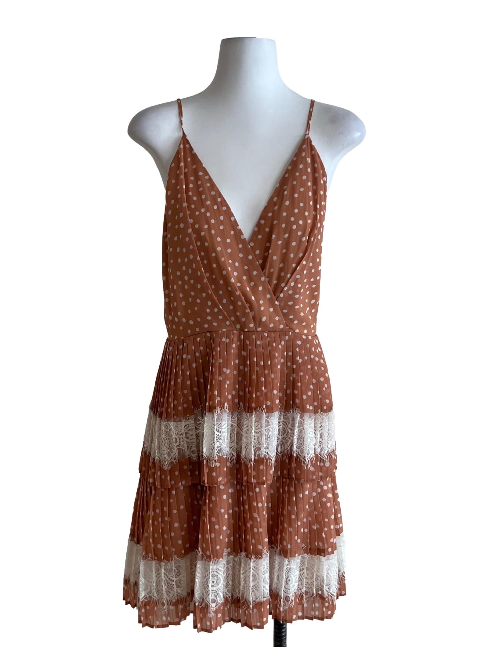 Tawny Brown Polka Dot A-Line Dress