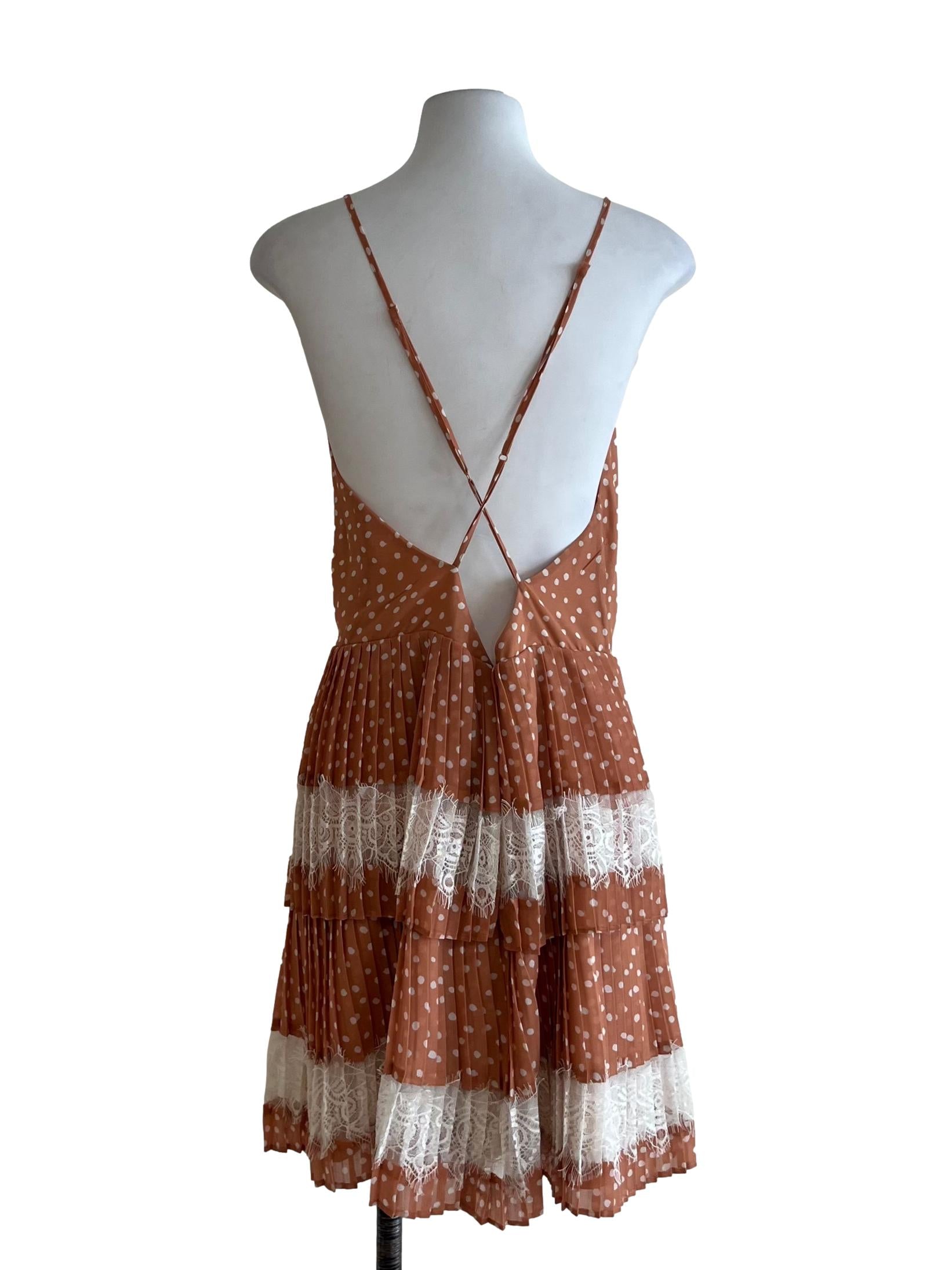 Tawny Brown Polka Dot A-Line Dress