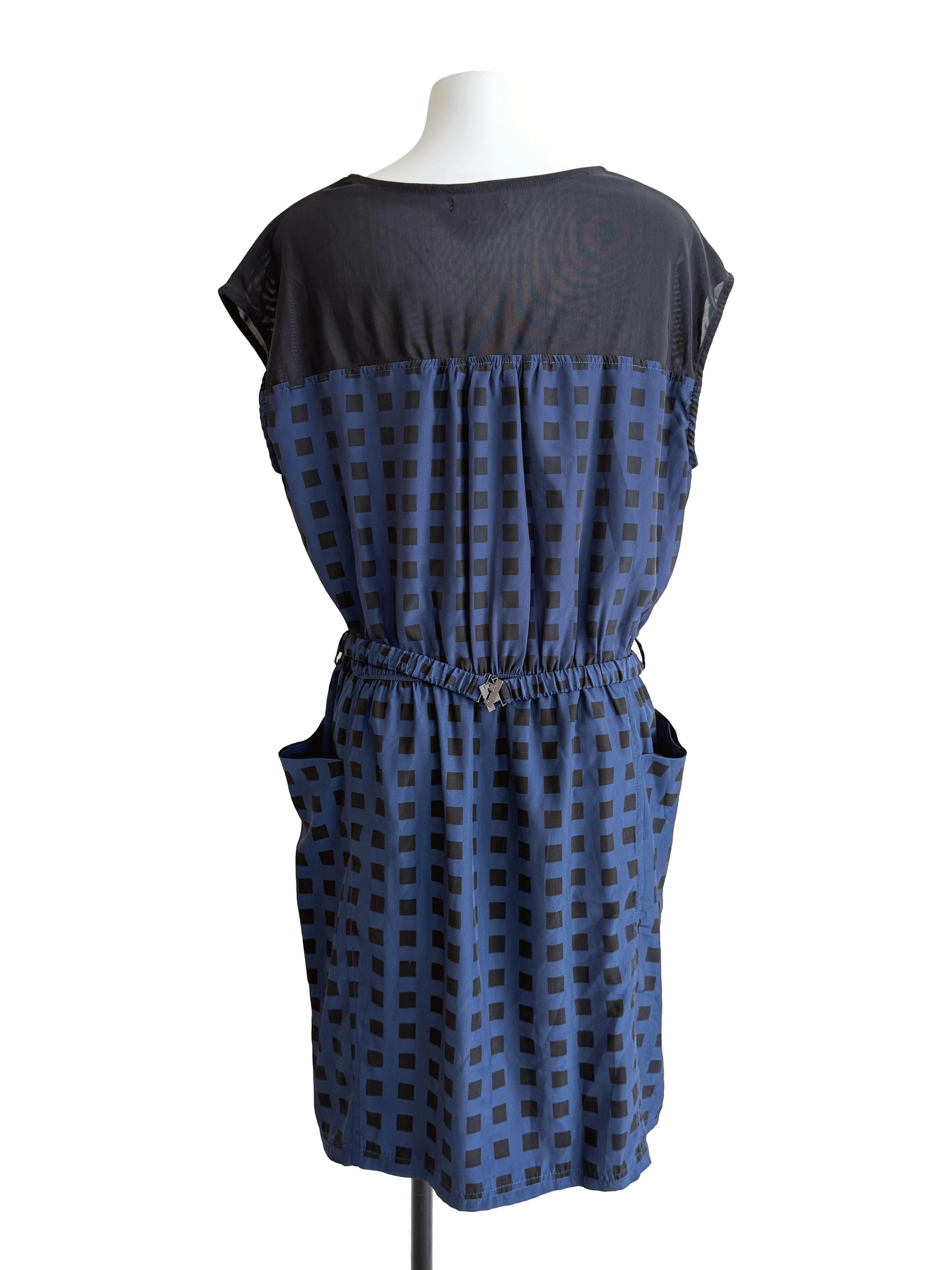 Dark Blue Printed Shift Dress