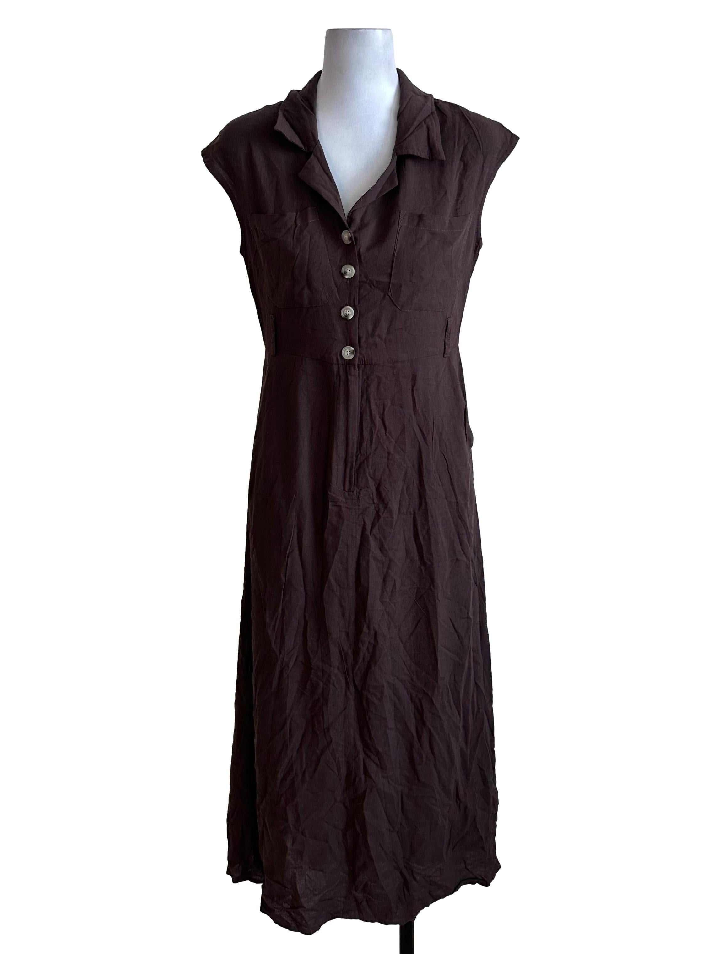 Dark Brown Button Shirt Dress