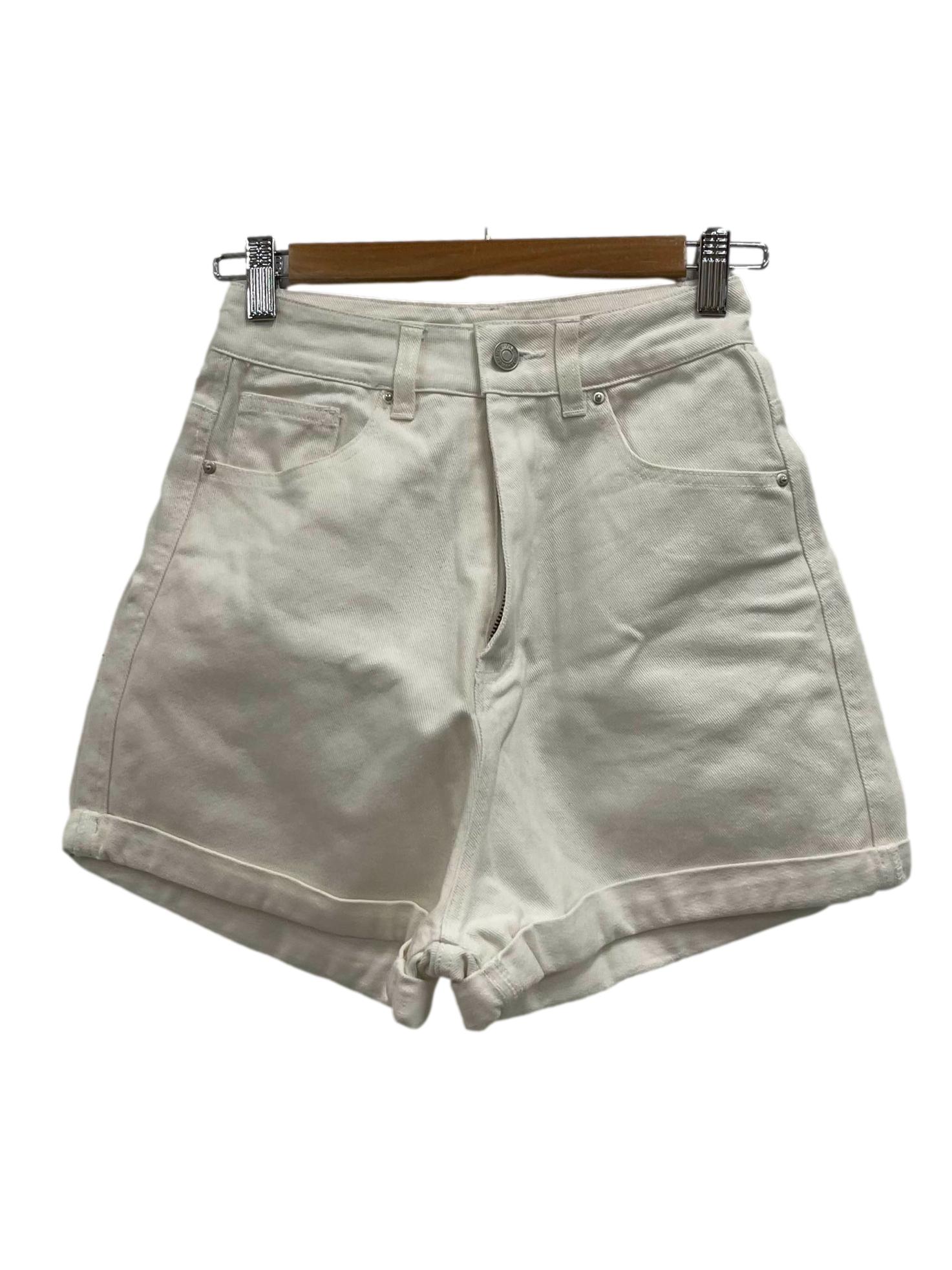 White Denim High Waist Shorts