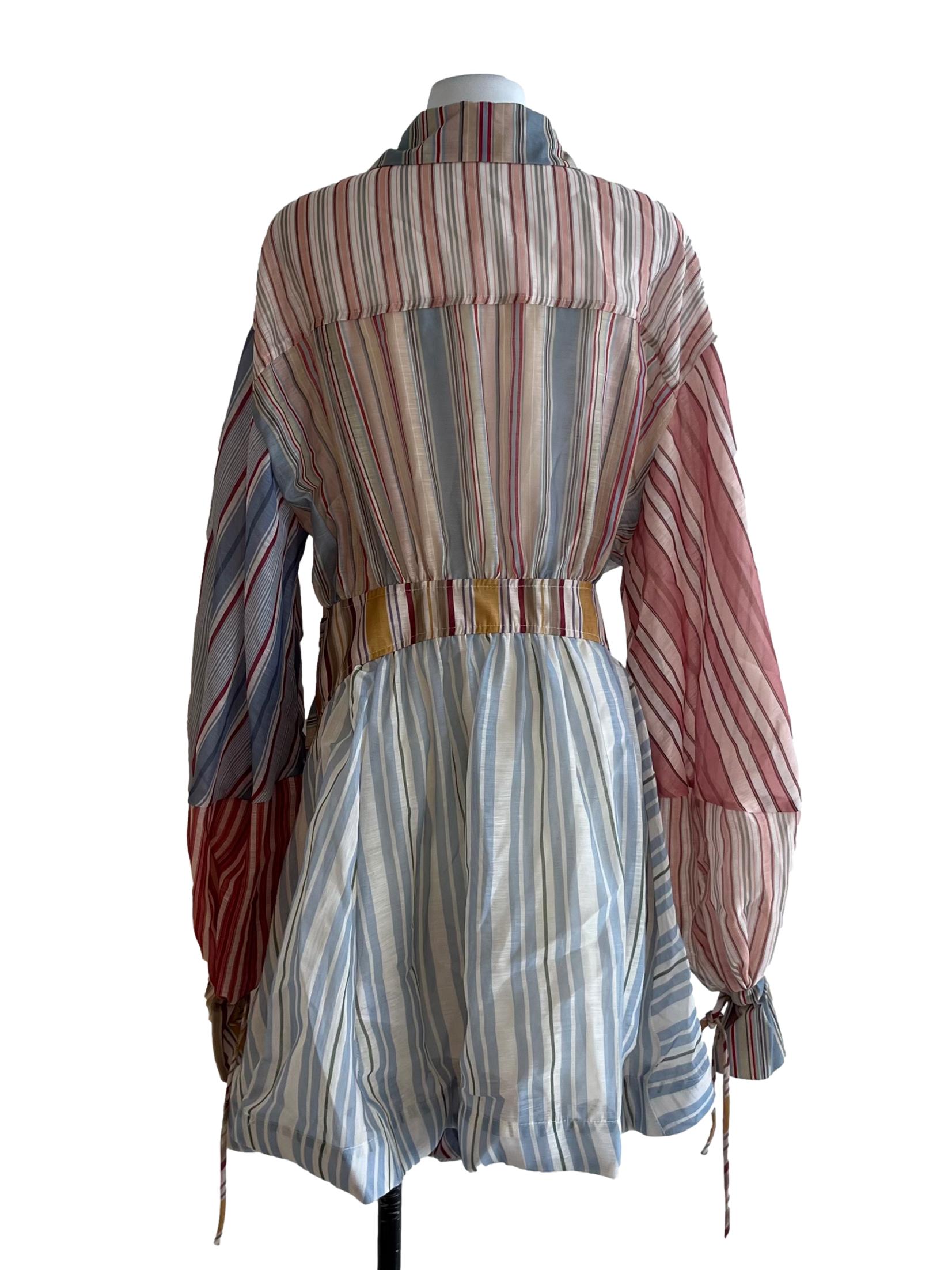 Rebellion Striped Puff-Sleeve Mini Dress