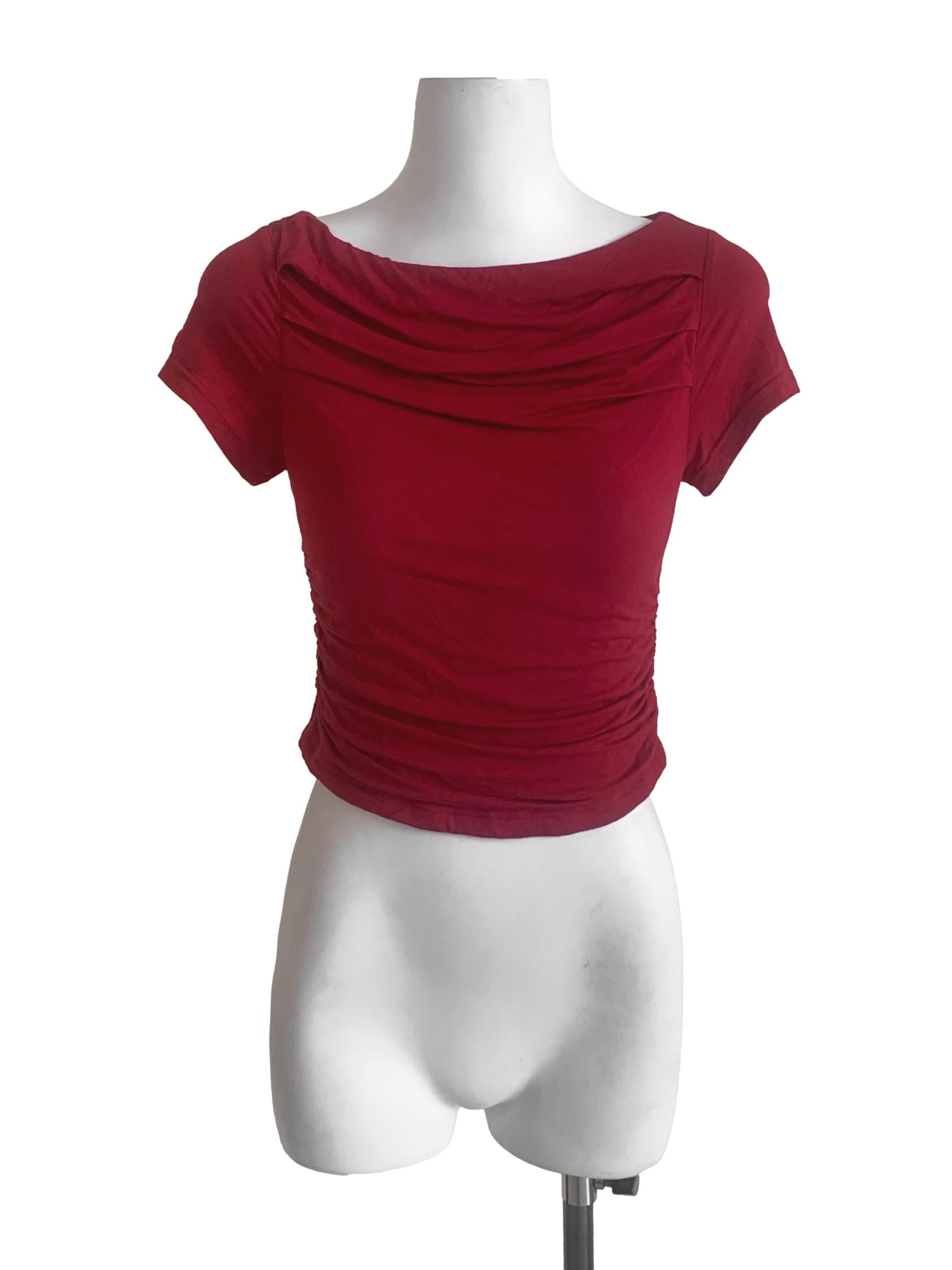 Lipstick Red Sabrina Neck Top