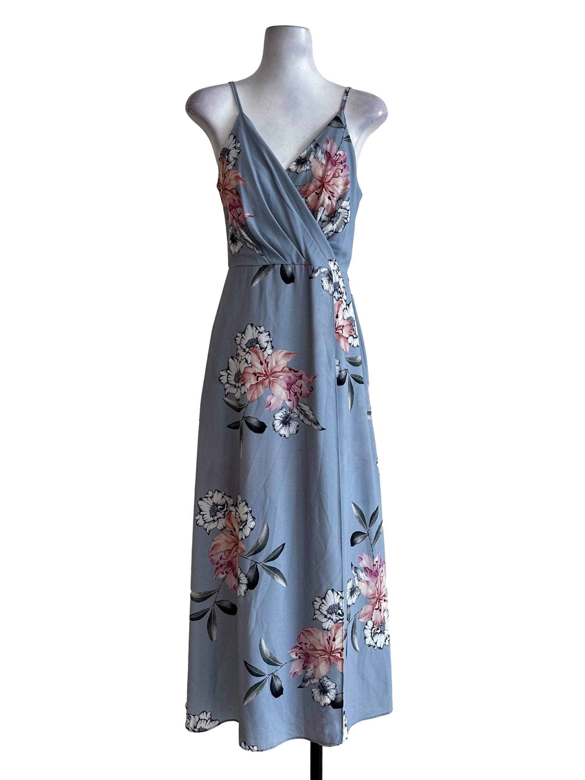 Stone Blue Flower Pattern Dress