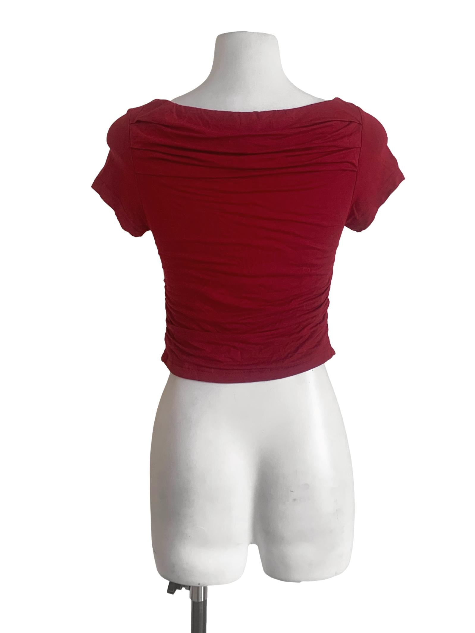 Lipstick Red Sabrina Neck Top