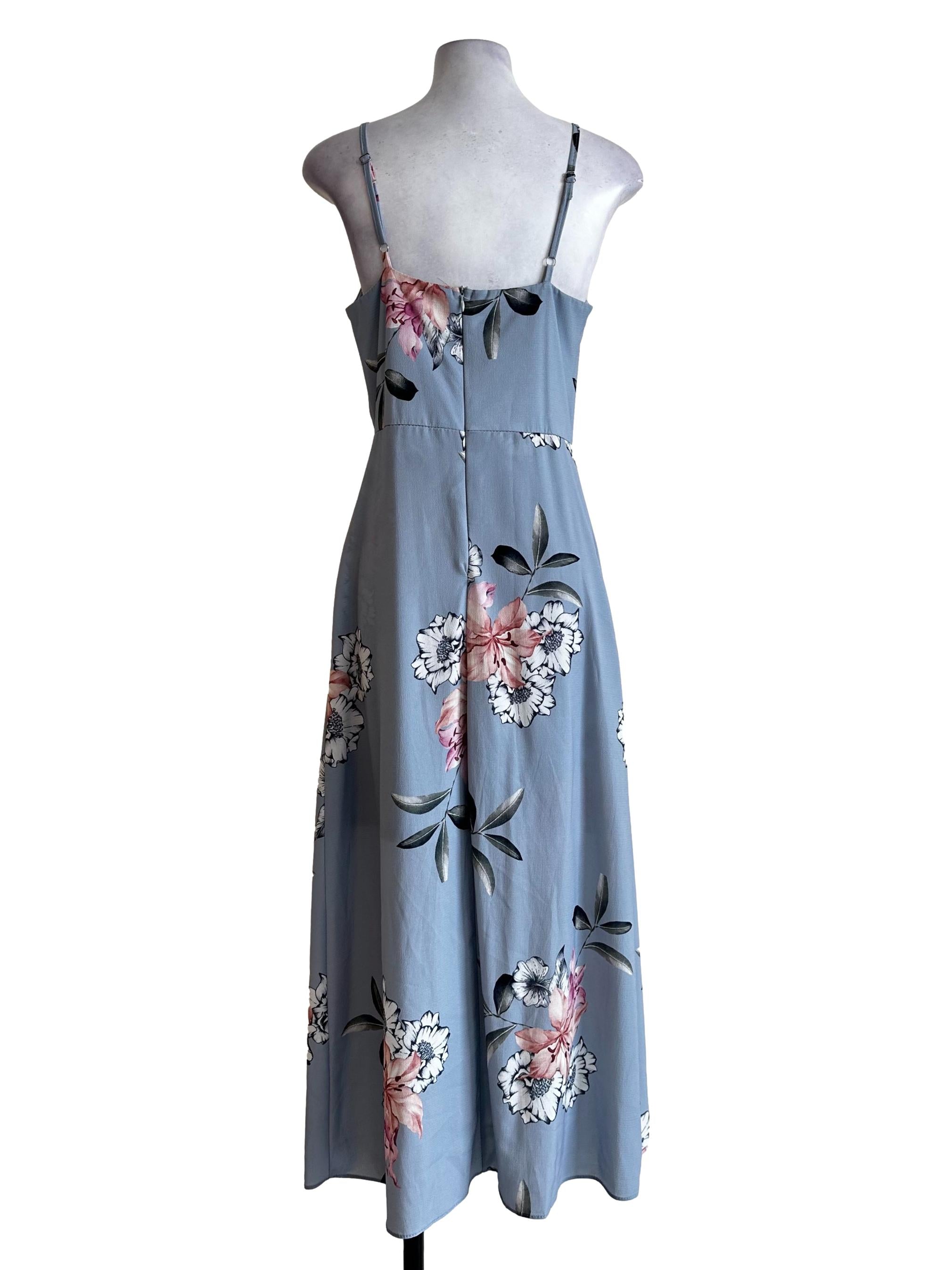 Stone Blue Flower Pattern Dress