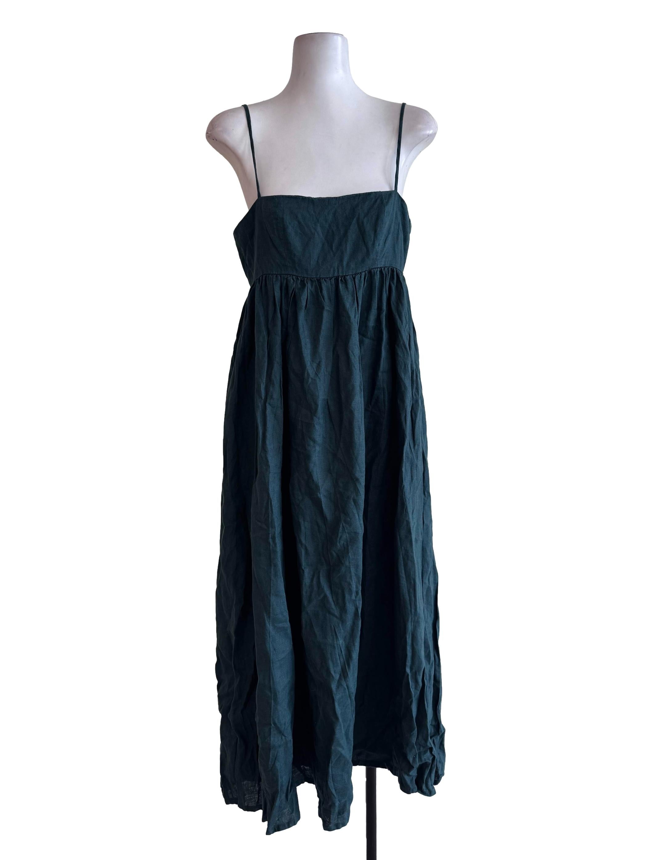 Dark Forest Green Spaghetti Strap Maxi Dress