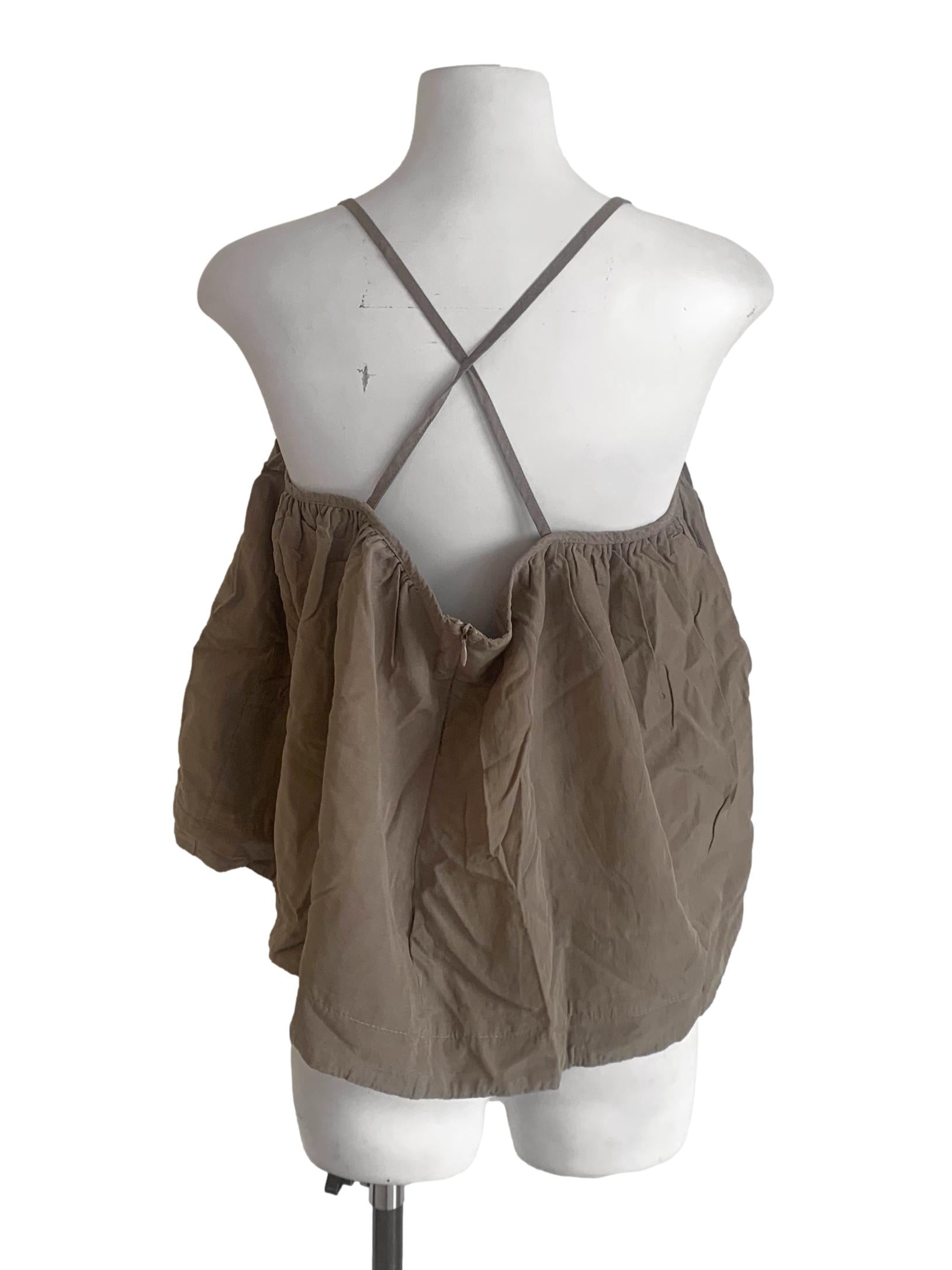 Wood Brown Spaghetti Strap Tent Top TEM