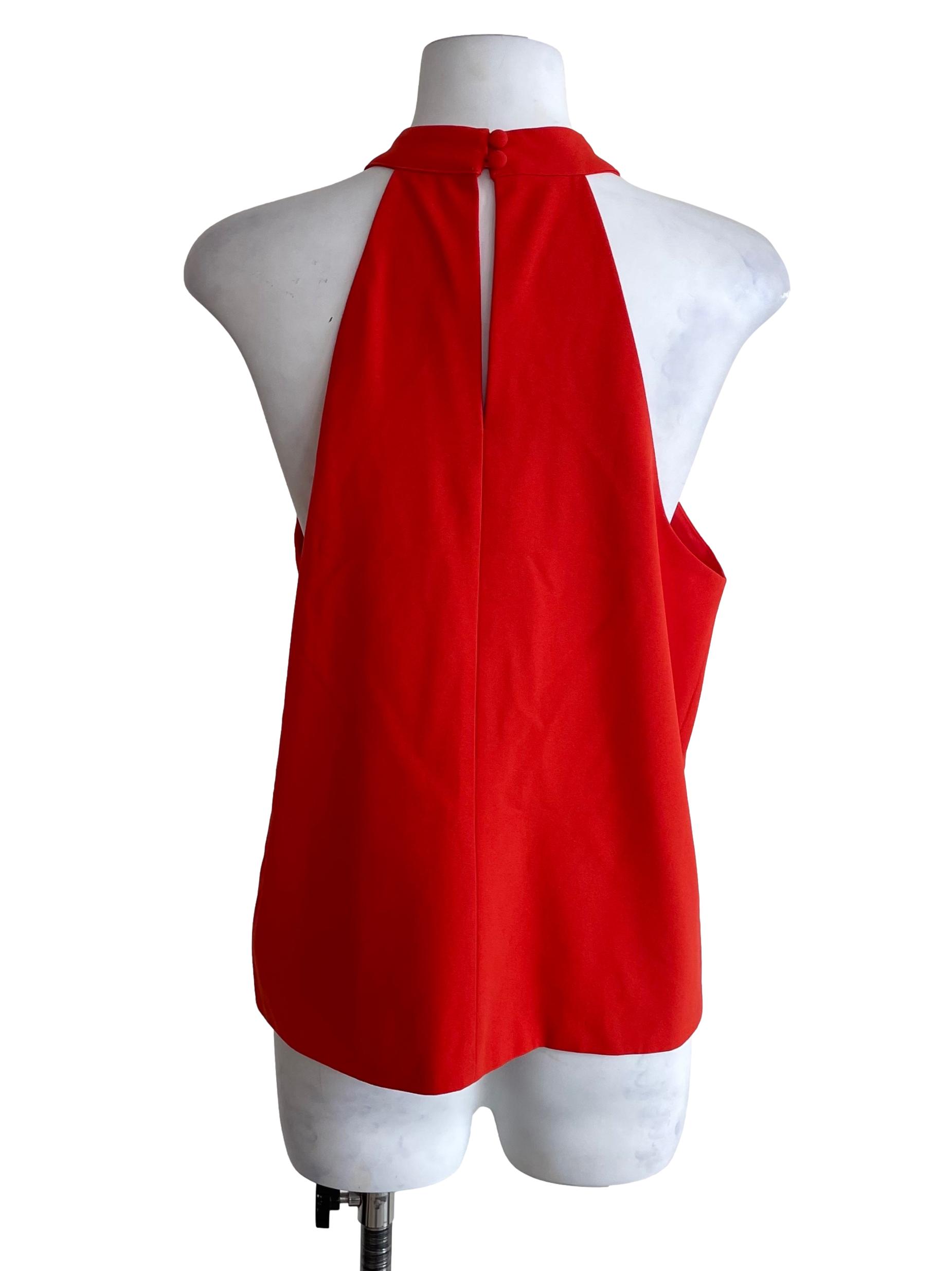 Candy Orange Draped Halter Neck Top LB