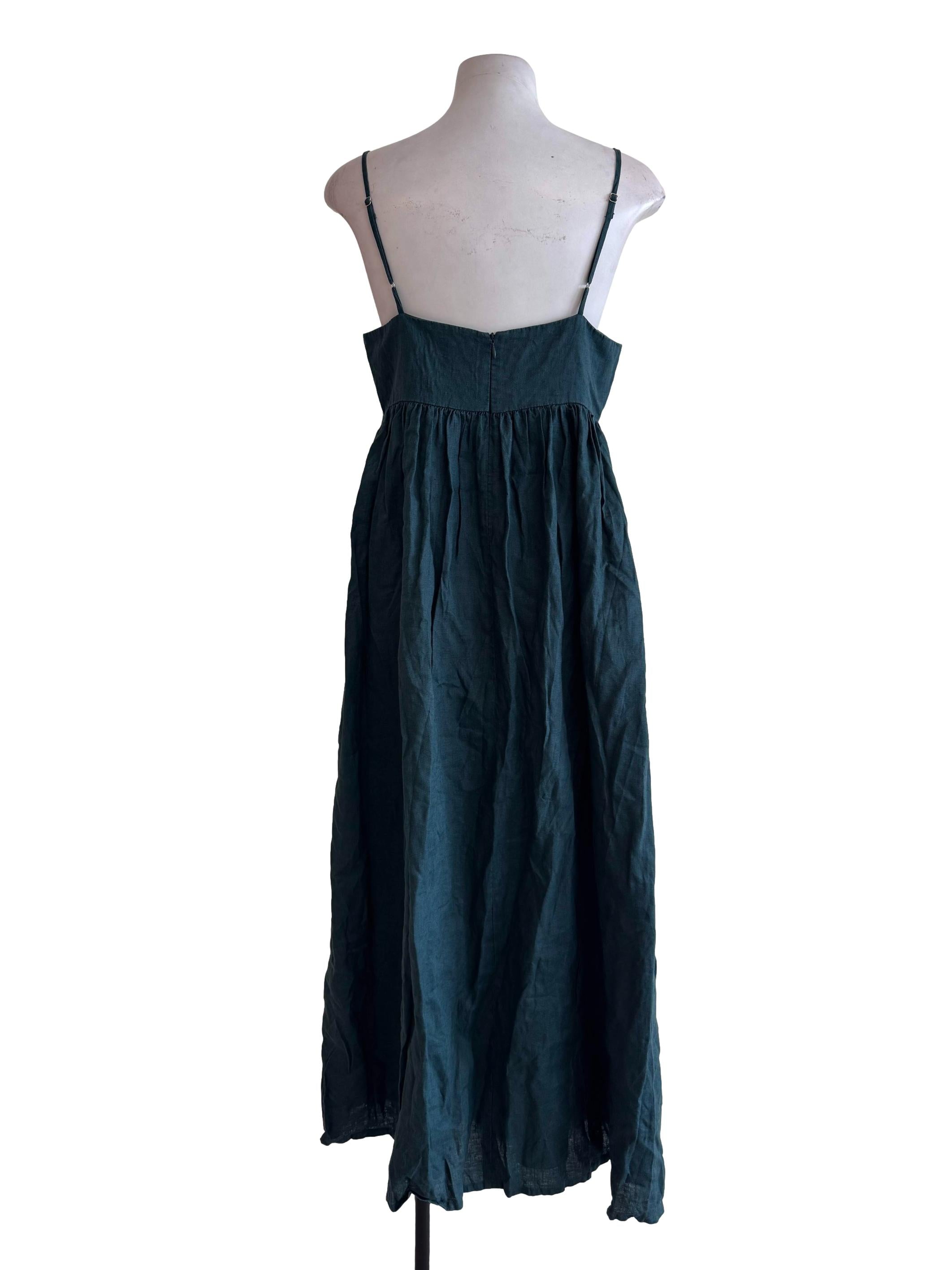 Dark Forest Green Spaghetti Strap Maxi Dress