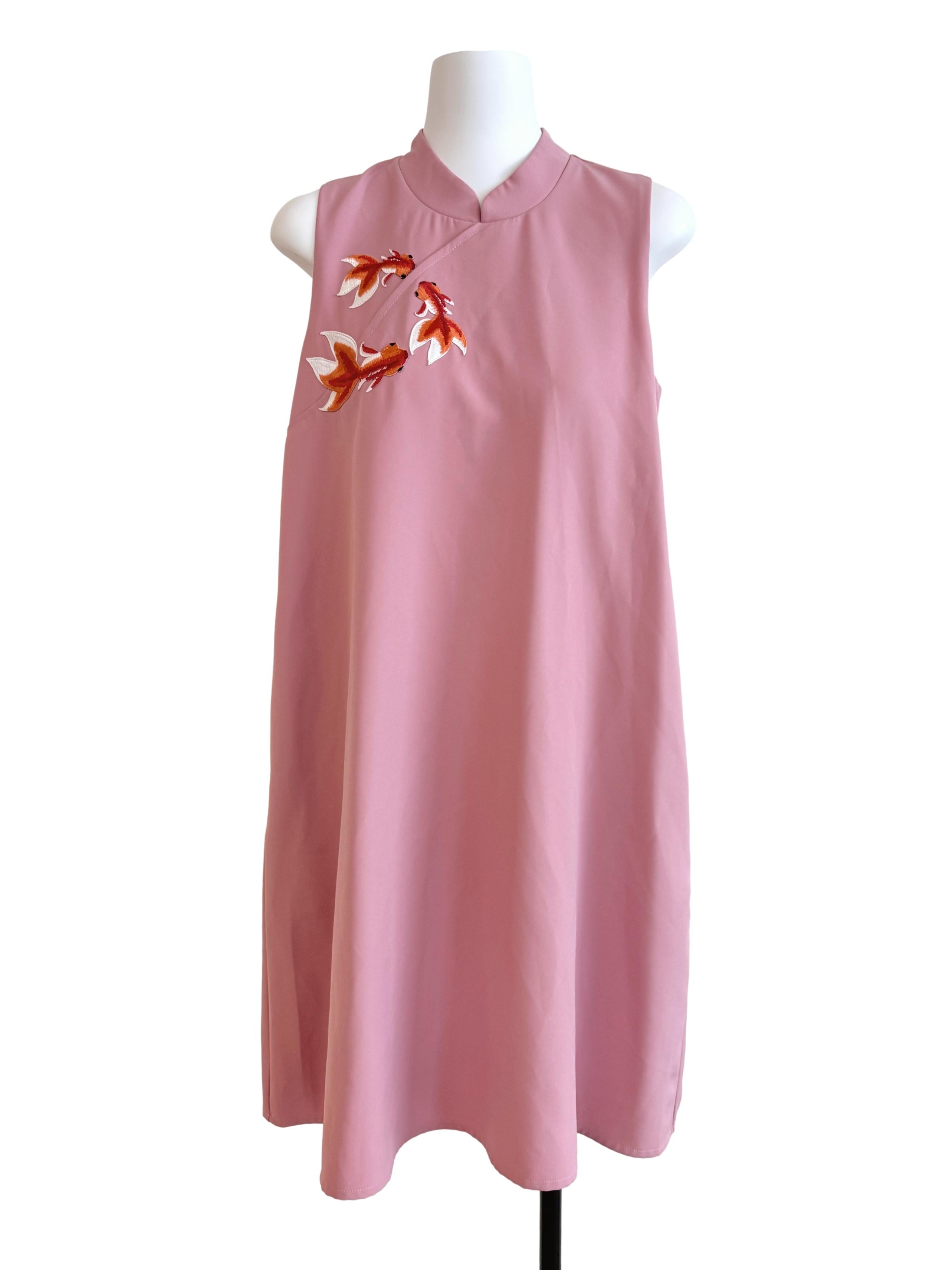 Watermelon Pink Koi Fish Printed Dress