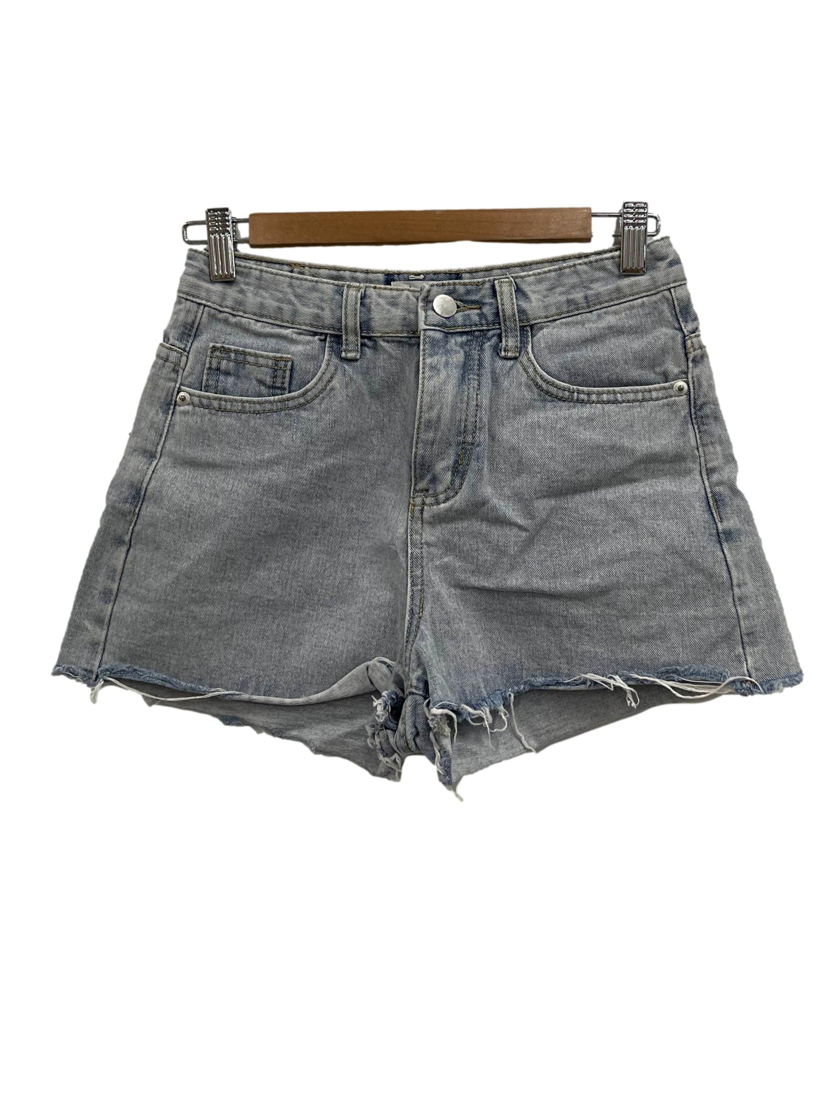 Light Blue Denim Distressed Shorts