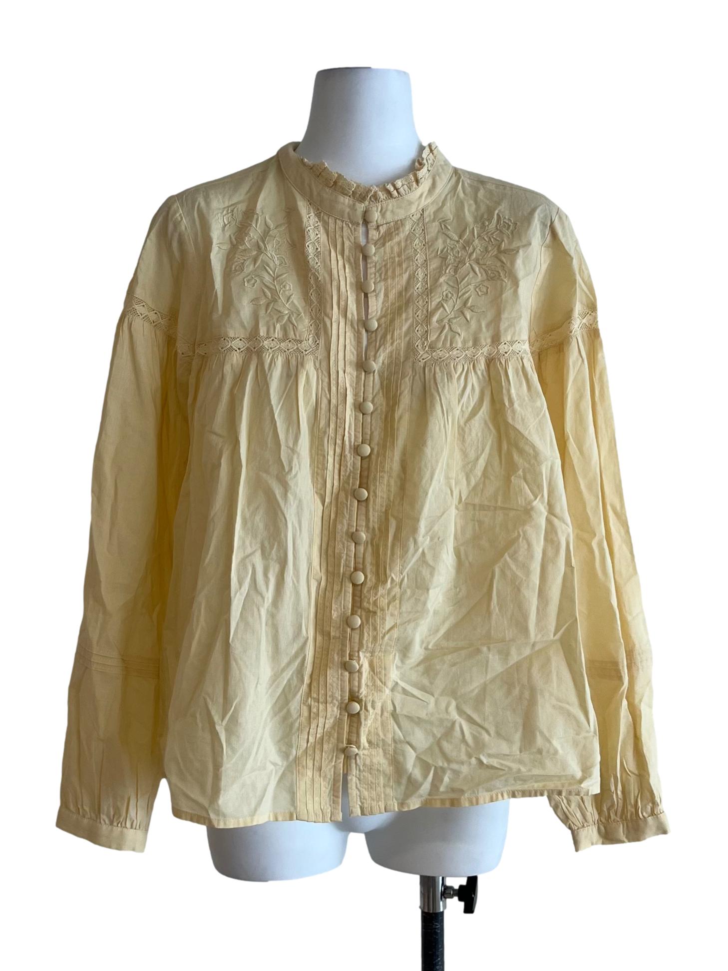 Parmesan Yellow Bib Collar Blouse