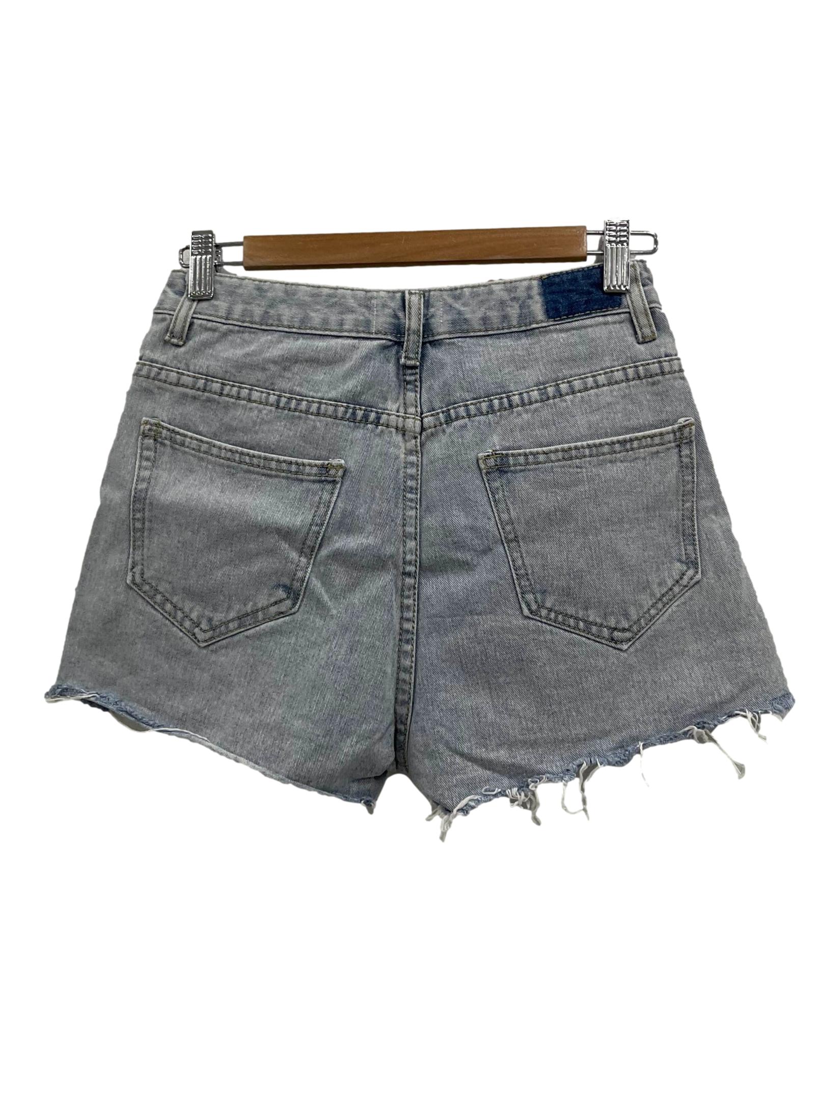 Light Blue Denim Distressed Shorts