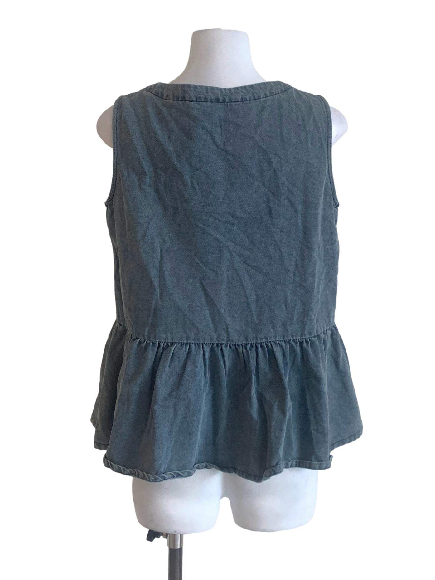 Stone Blue Deep V Neck Top