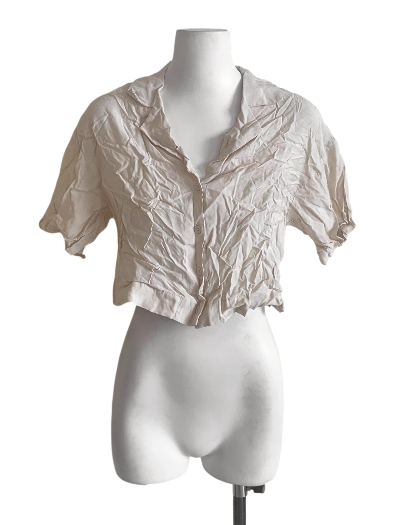 Eggnog Beige Collared Top TEM