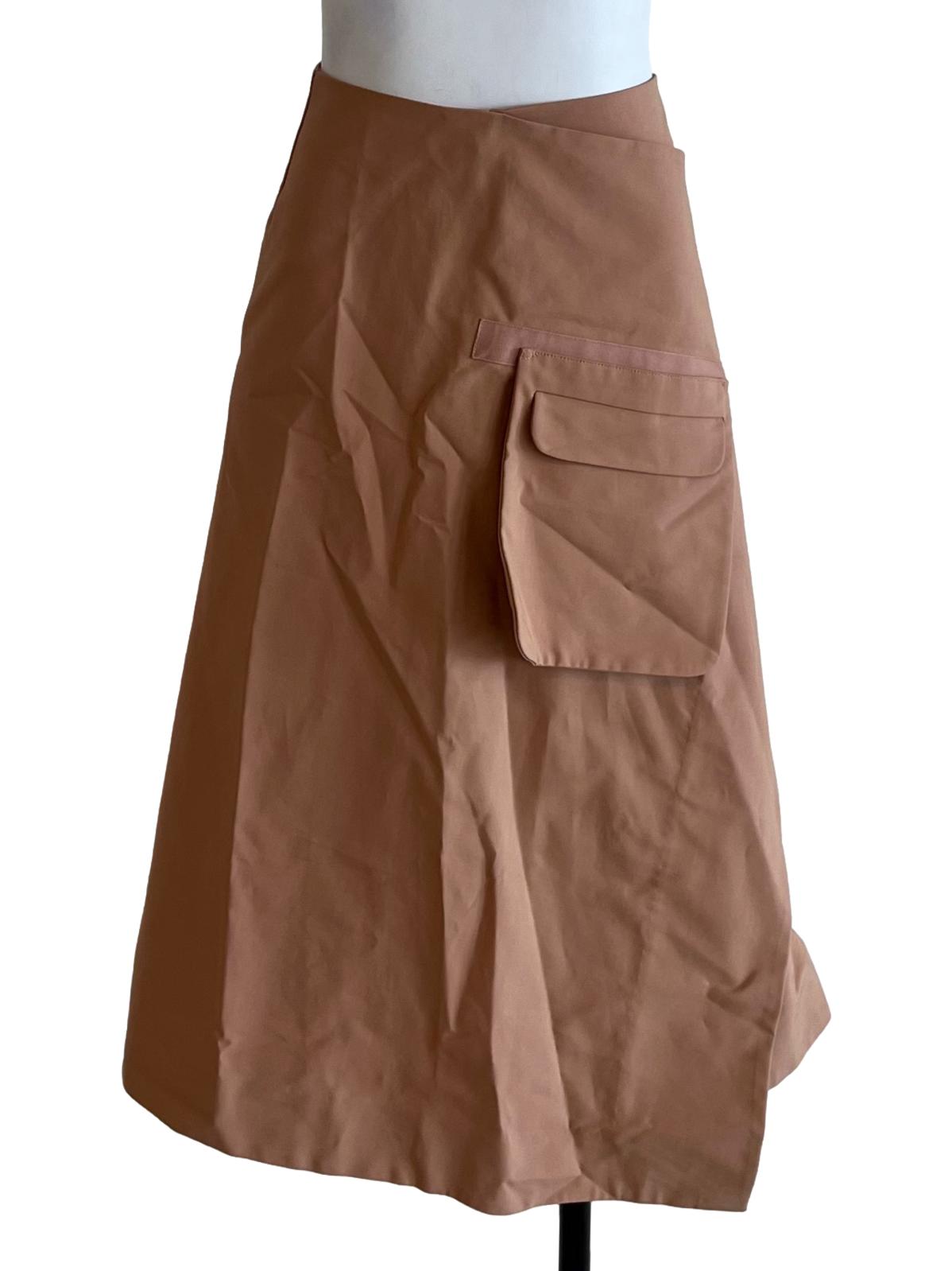 Sepia Beige High-Waisted A-Line Skirt