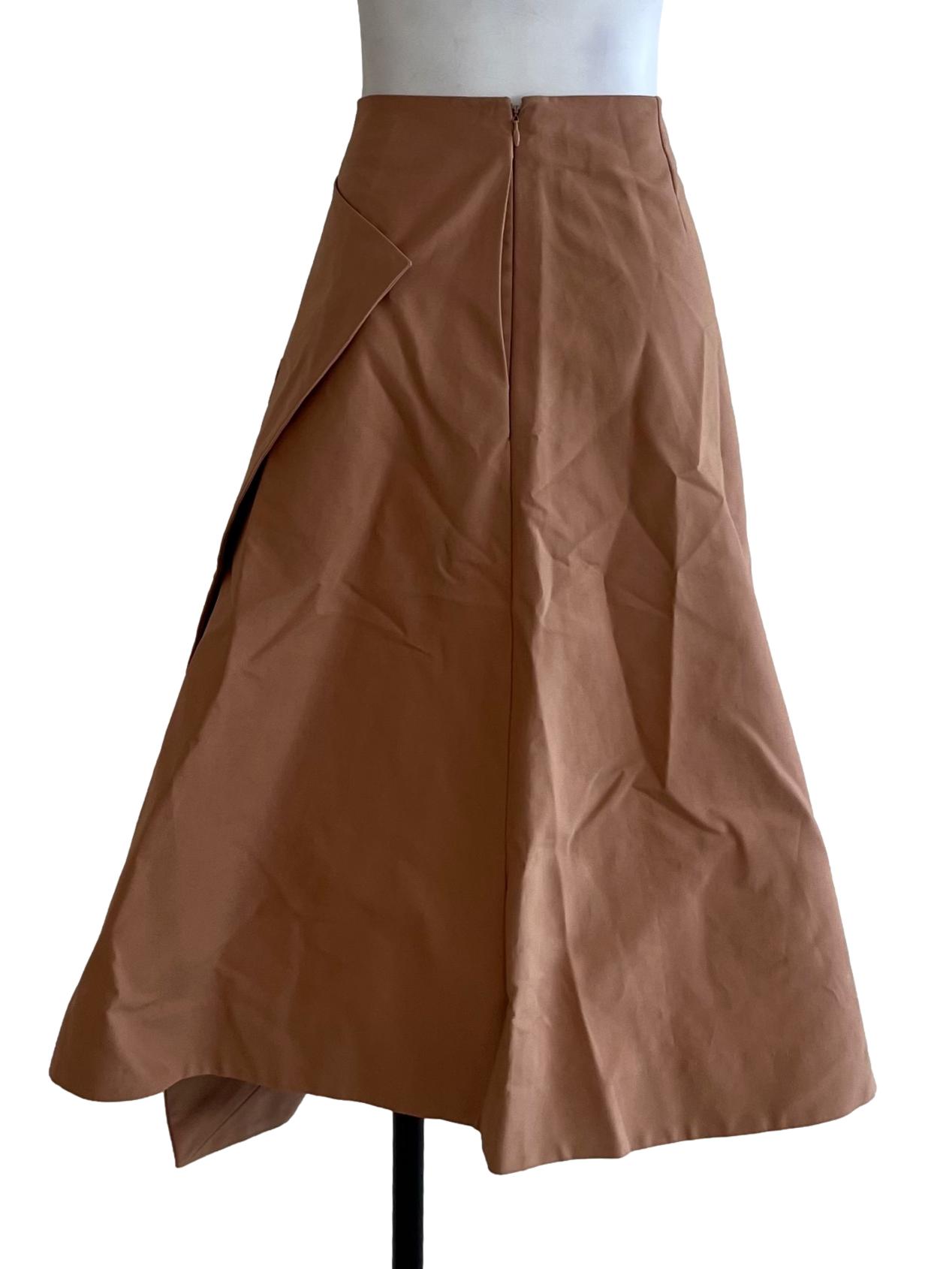 Sepia Beige High-Waisted A-Line Skirt
