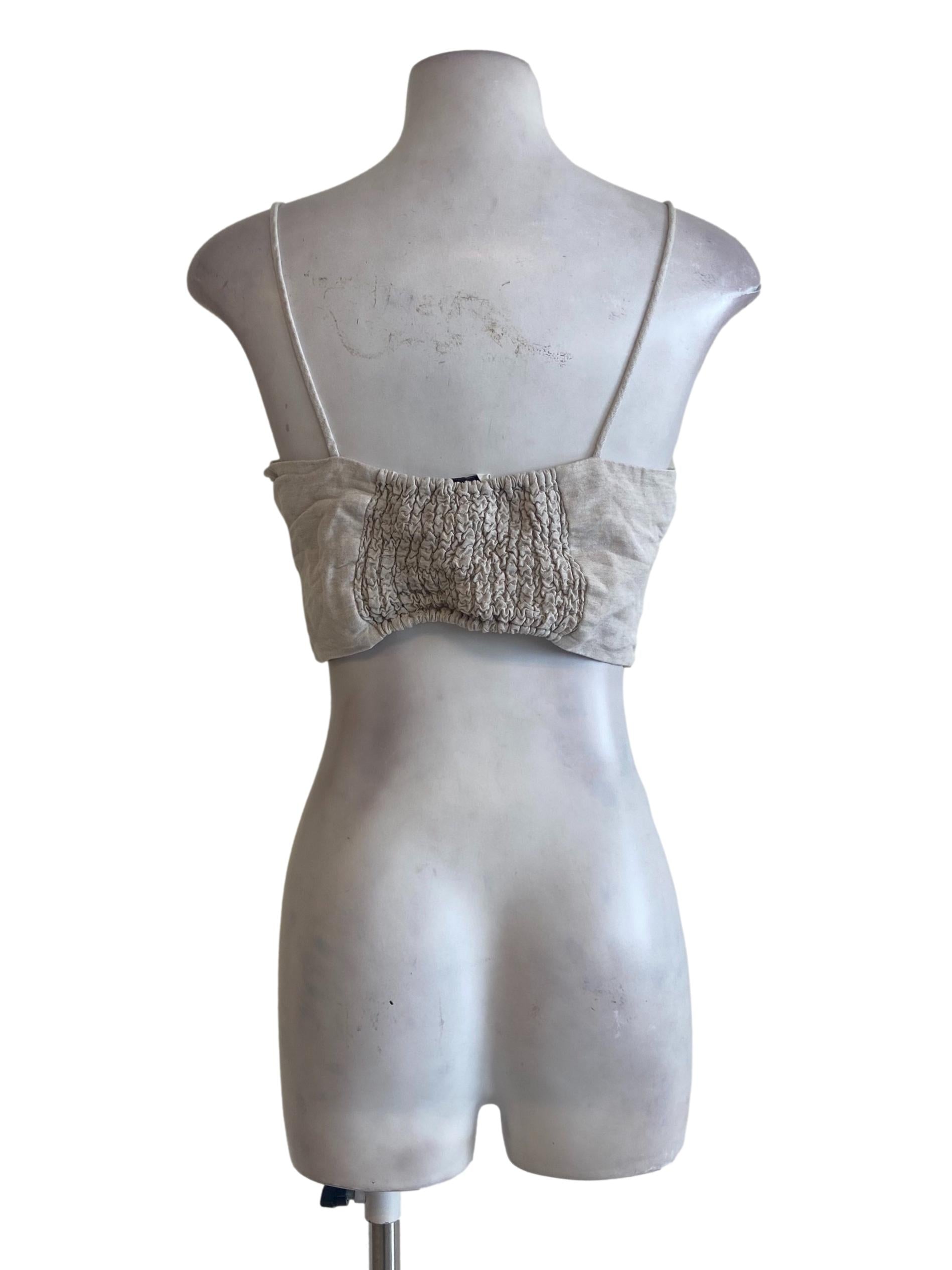 Chiffon Beige Spaghetti Strap Crop Top
