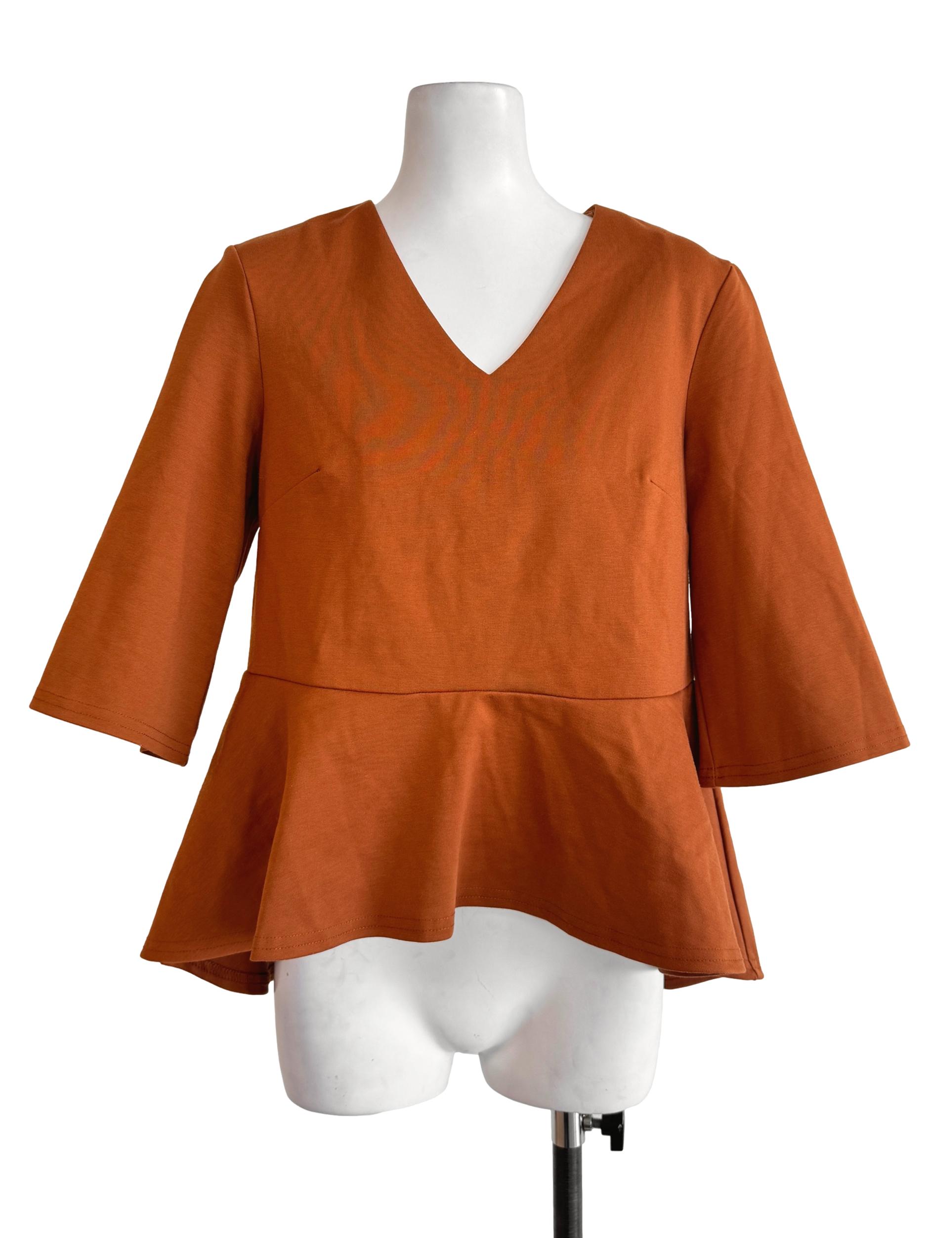 Cider Orange V Neck Blouse