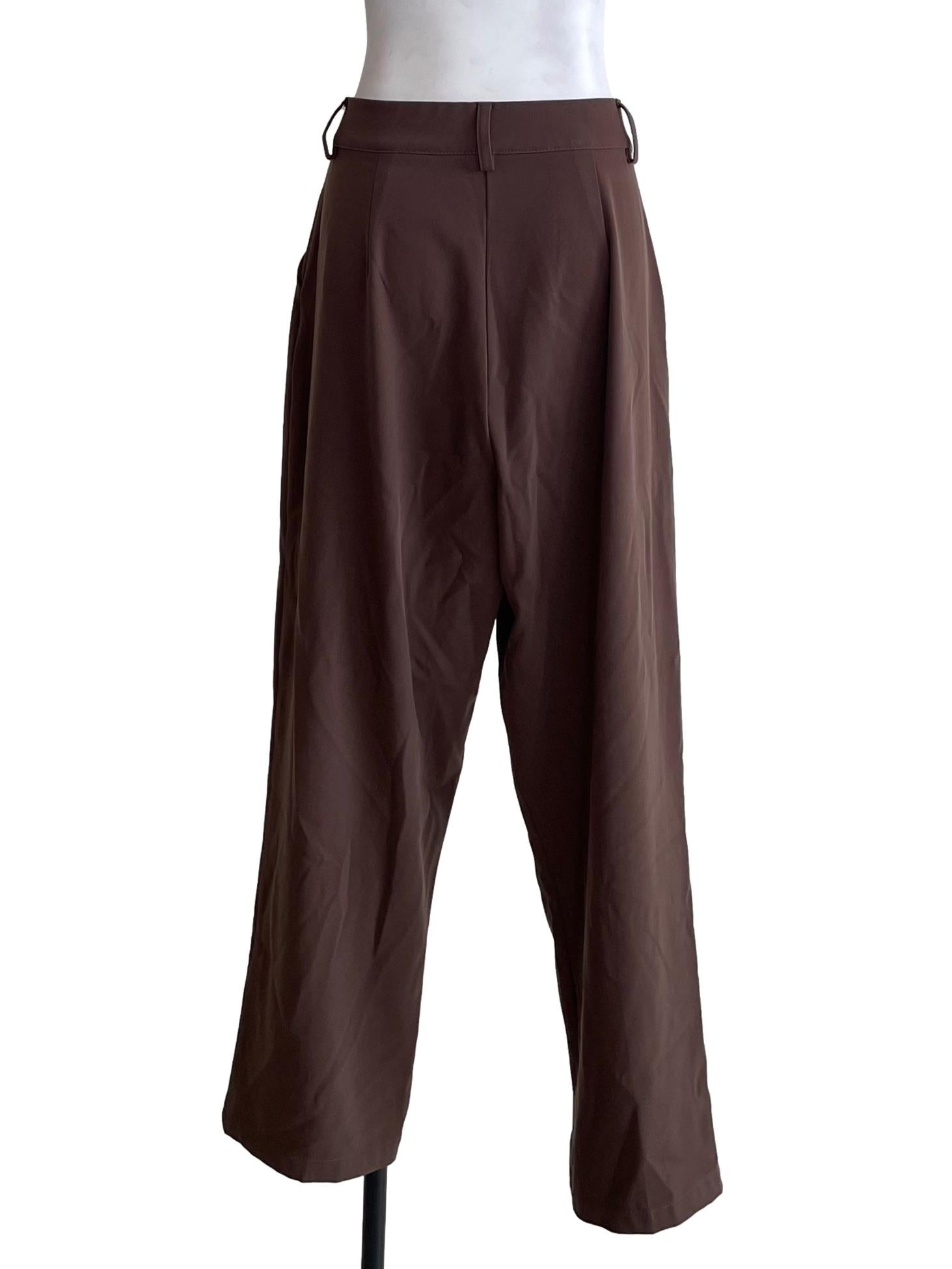 Coffee Brown Pleated Formal Pants TEM