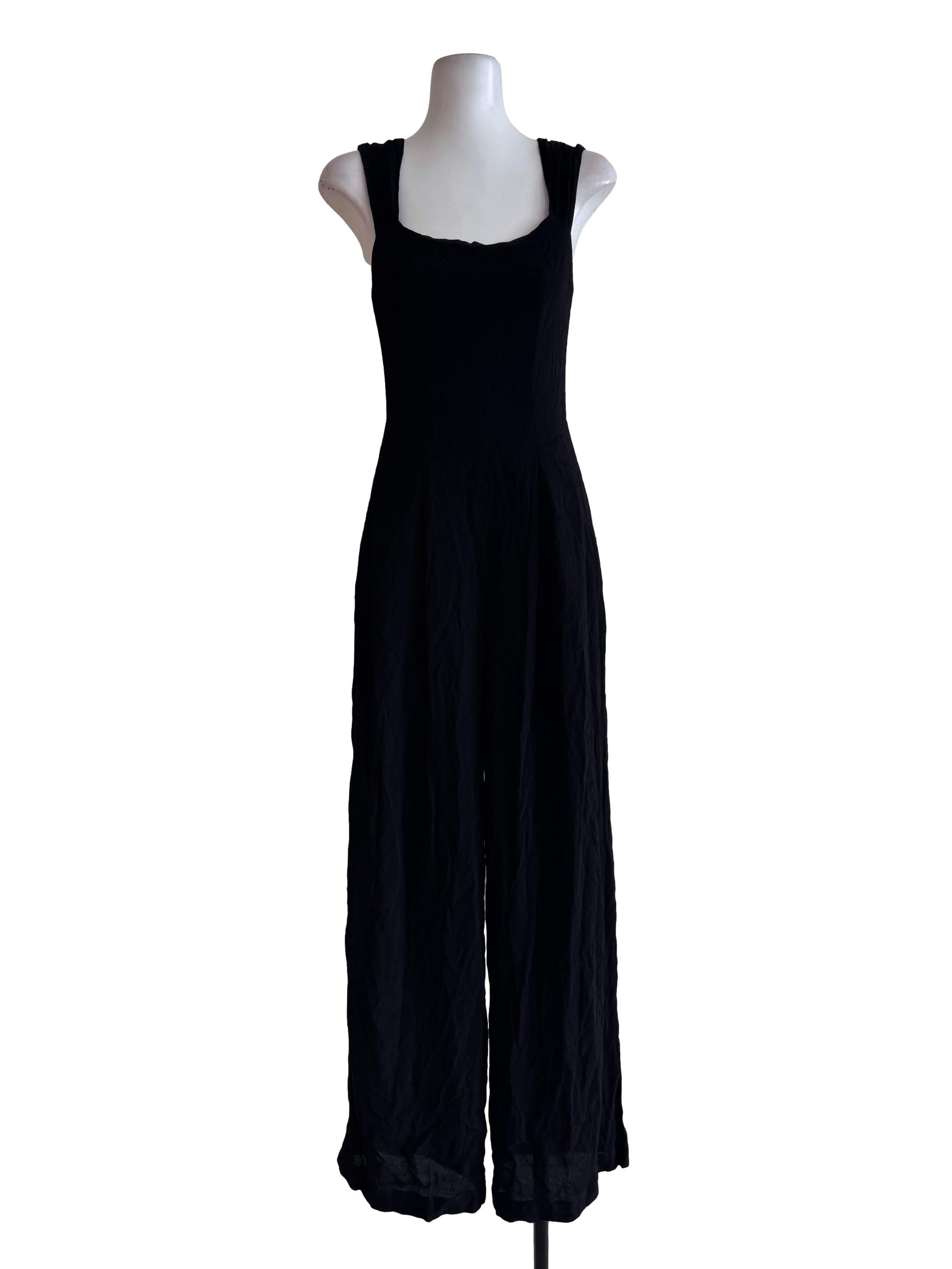 Black Sleeveless Wide-Leg Jumpsuit