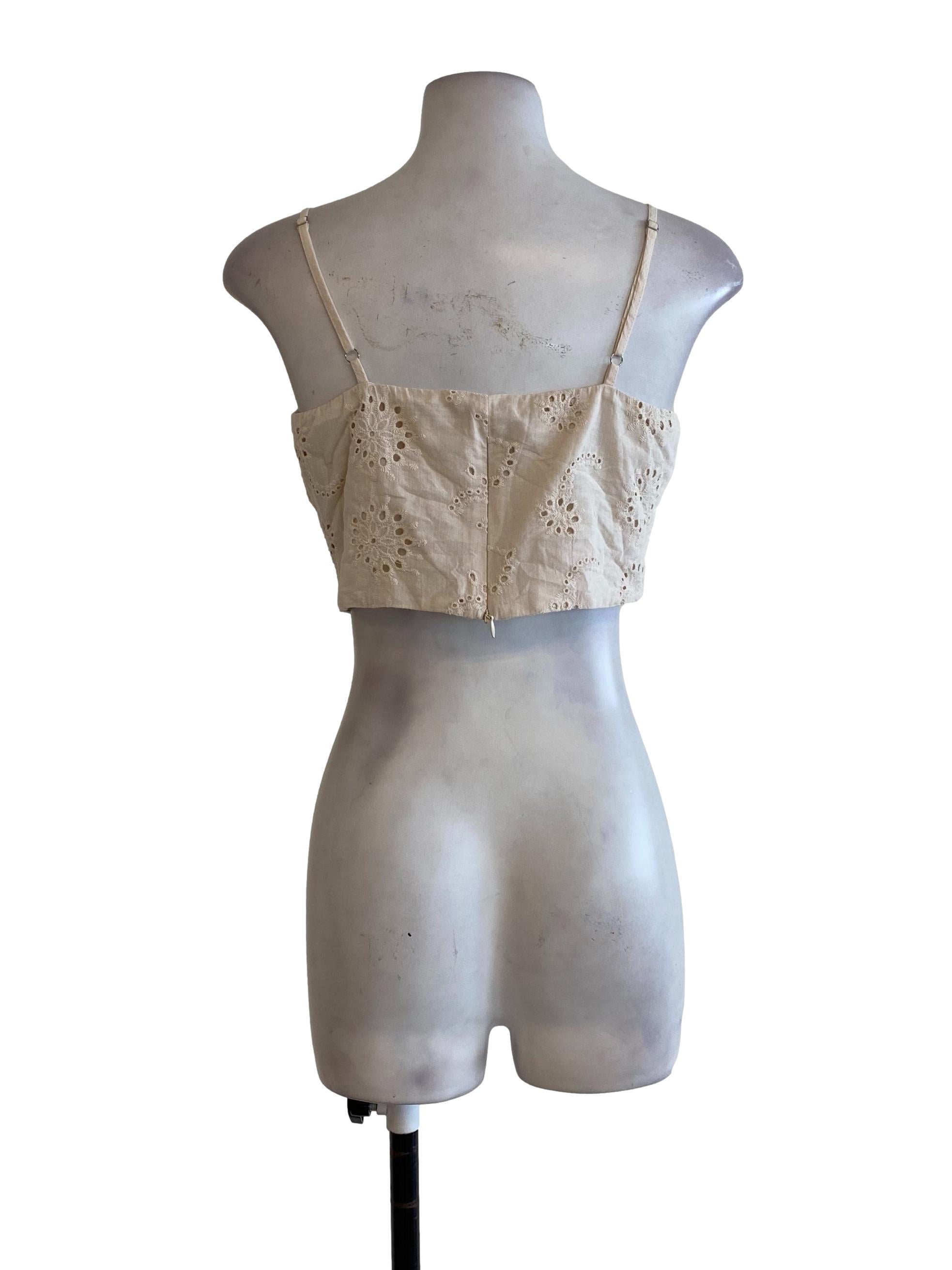 Beige Floral Embroidered Top