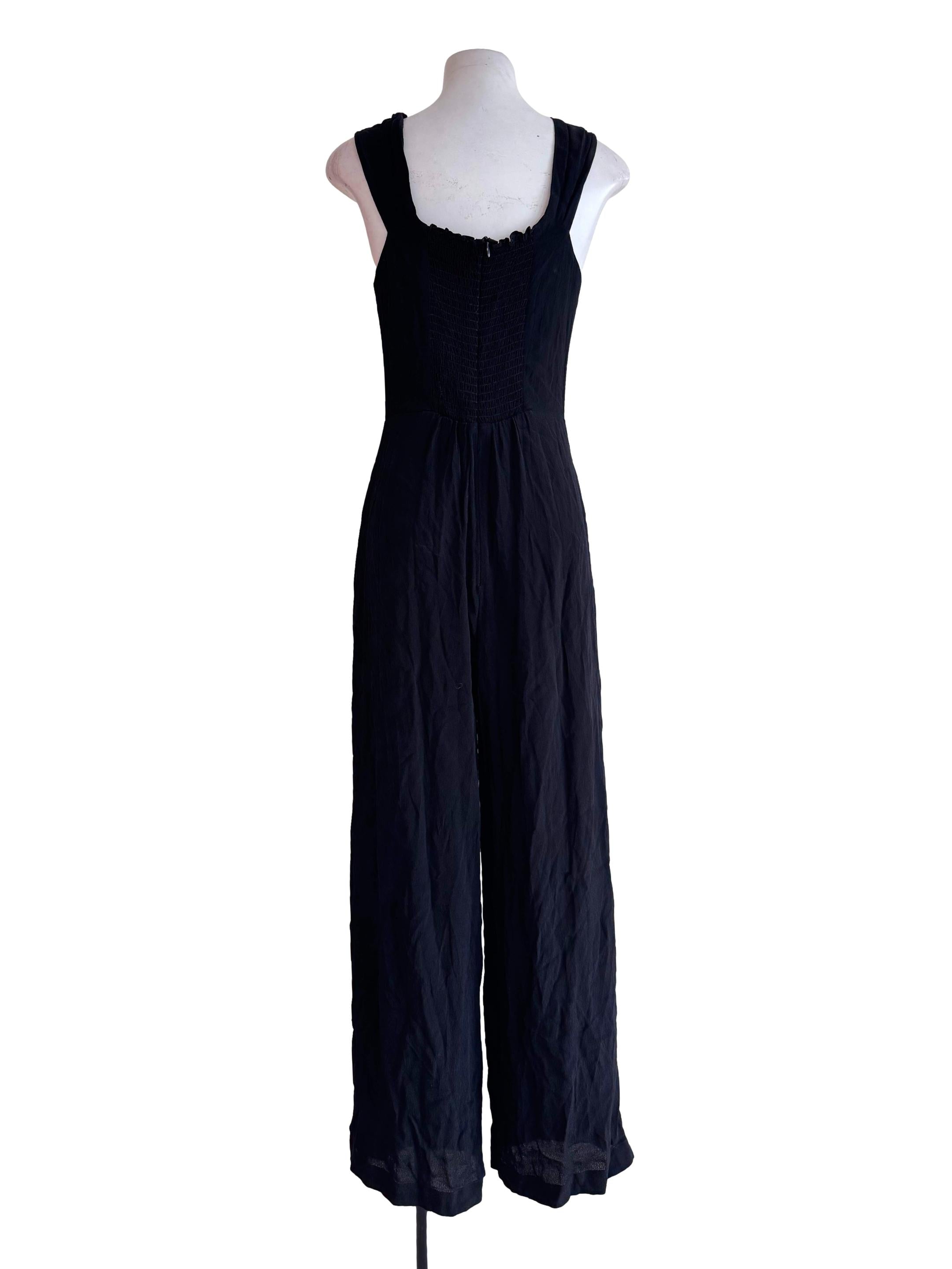 Black Sleeveless Wide-Leg Jumpsuit