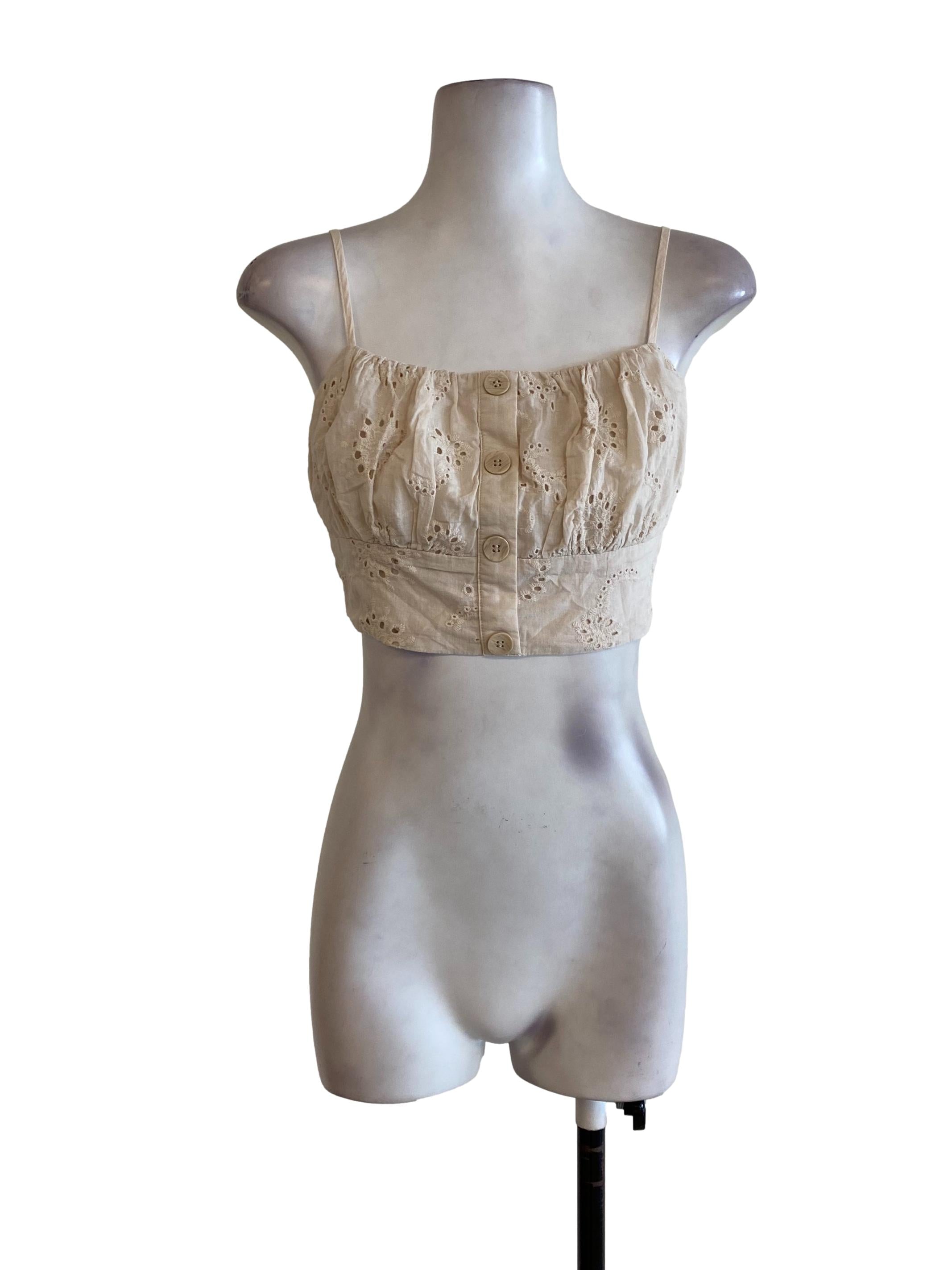 Beige Floral Embroidered Top