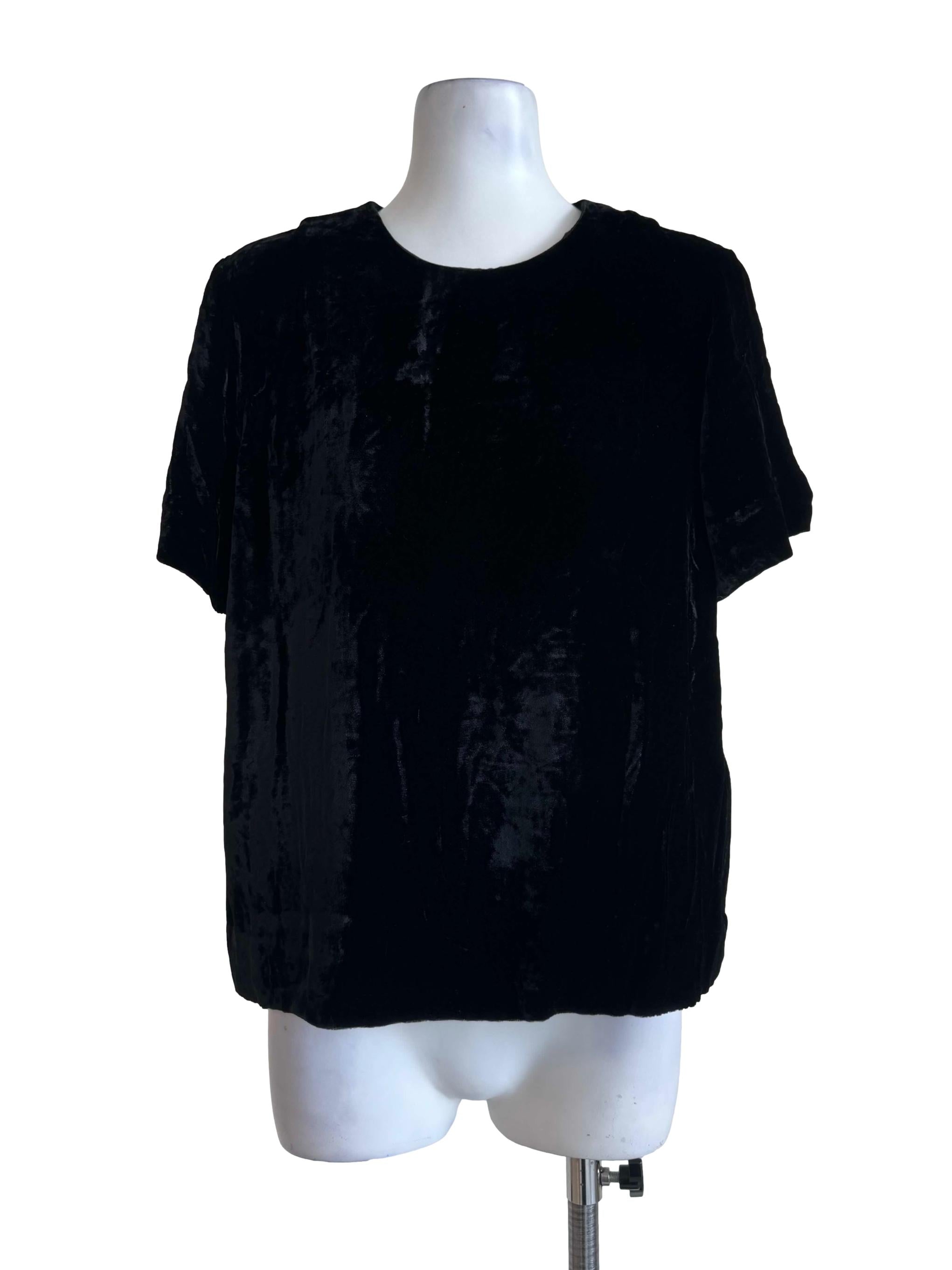 Velvet Black Round Neck Shirt