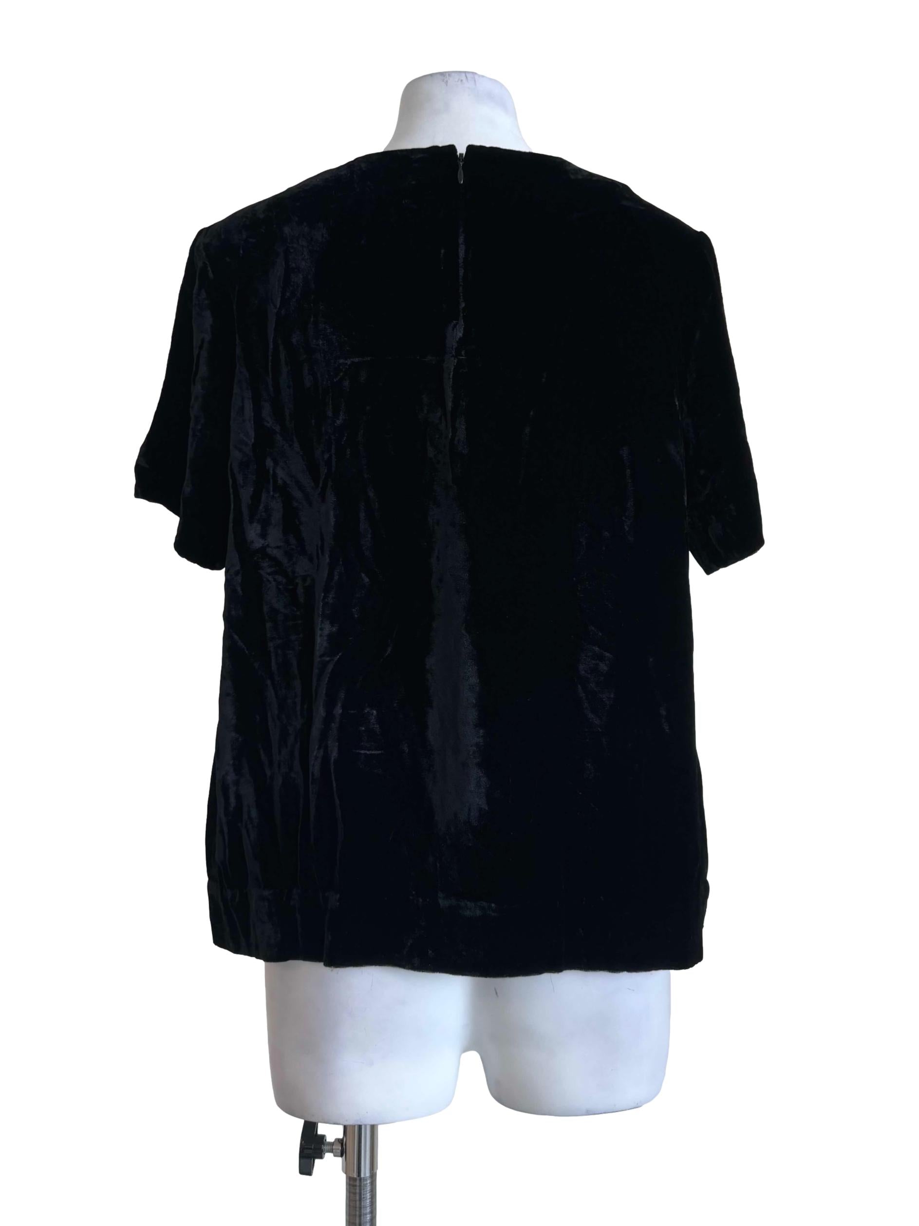 Velvet Black Round Neck Shirt