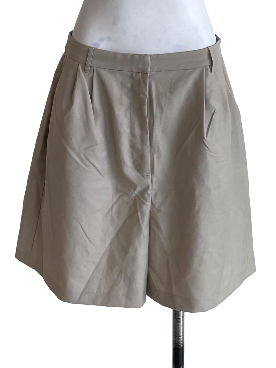 Light Beige Pleated High Waist Shorts LB